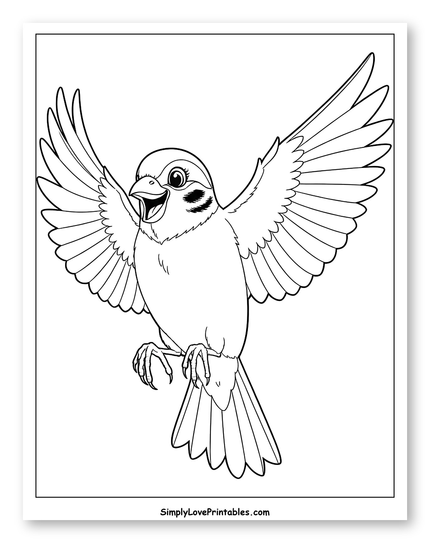 Happy Sparrow with Spread Wings