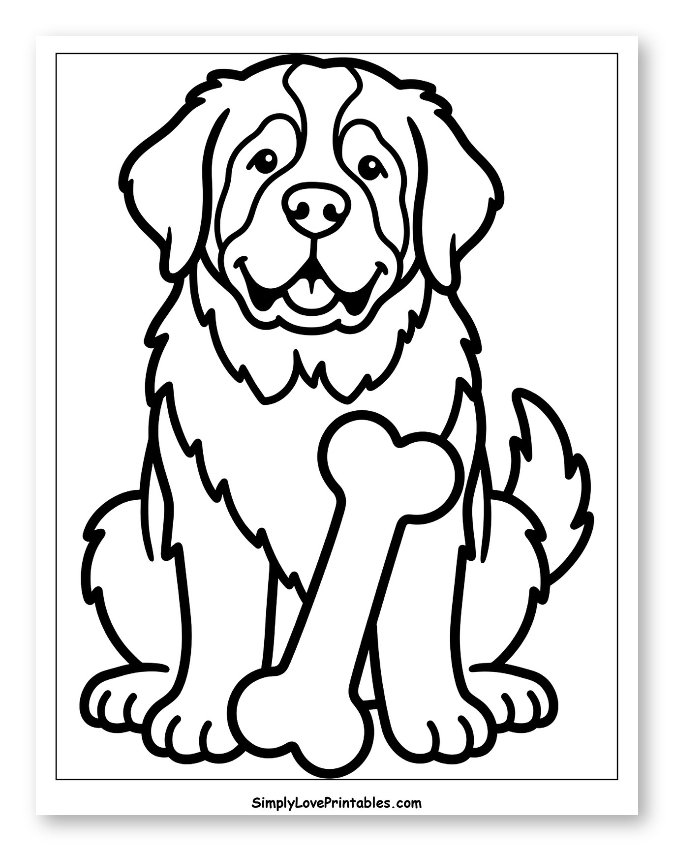 Happy St. Bernard Dog with Bone