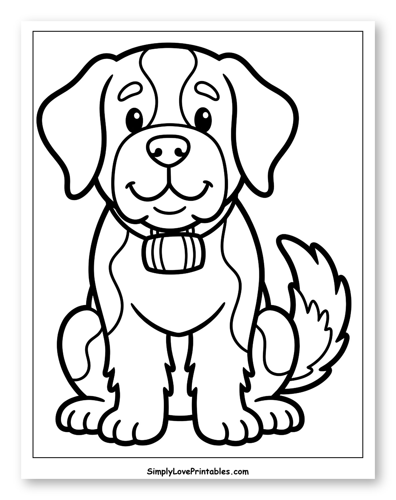 Happy St. Bernard Puppy with Bell Collar