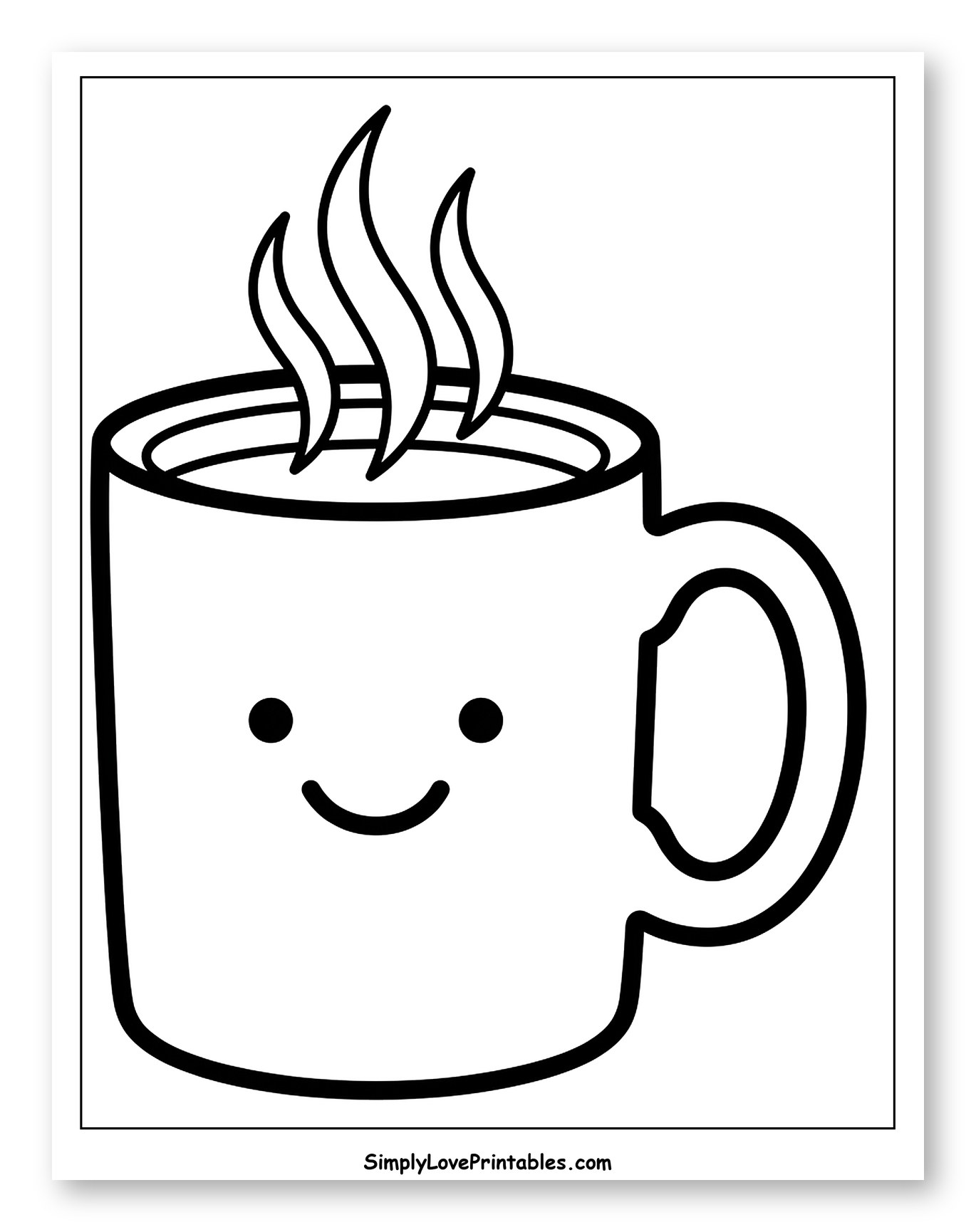Happy Steaming Coffee Mug Coloring Sheet for Toddlers