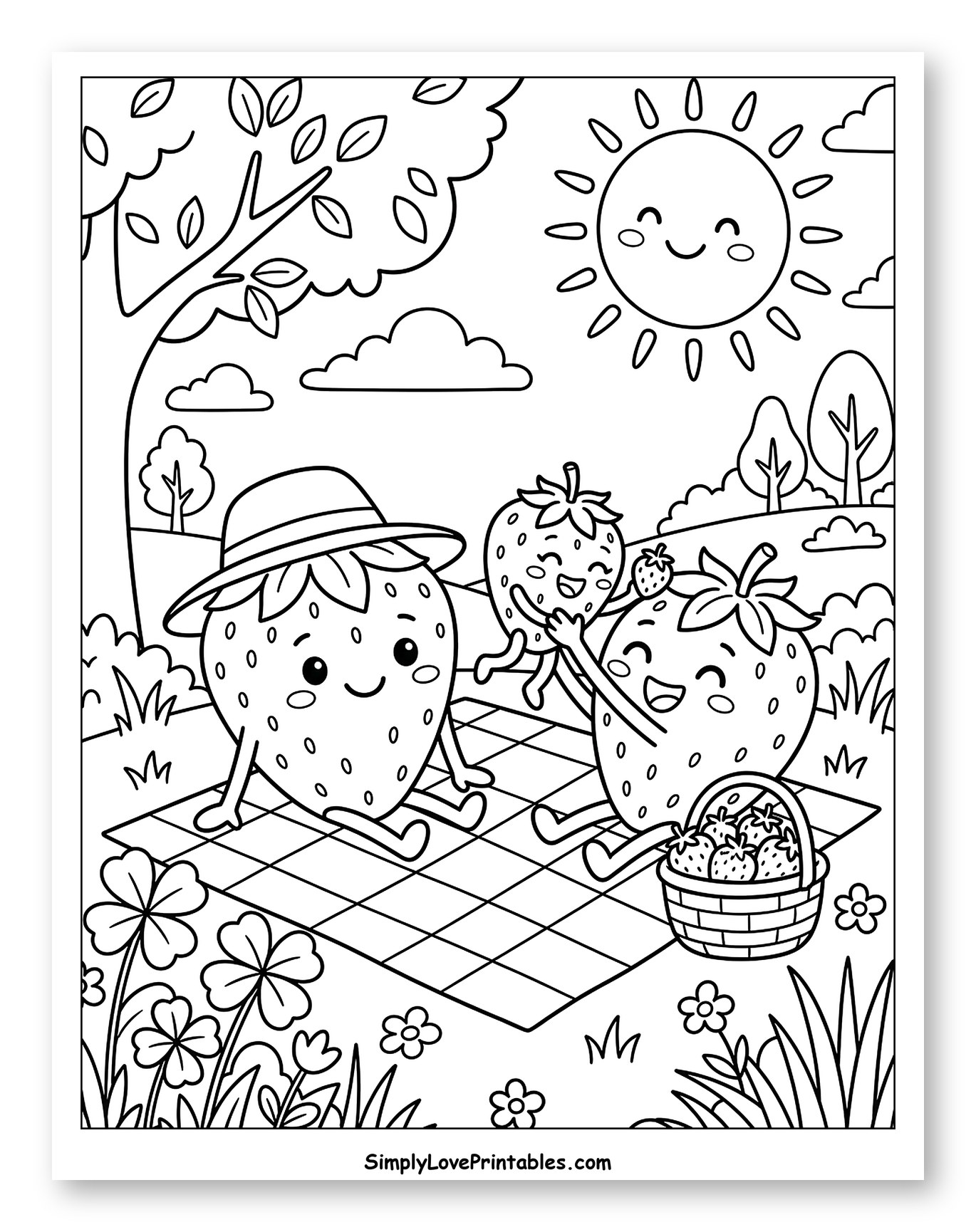 Happy Strawberry Friends on a Sunny Picnic