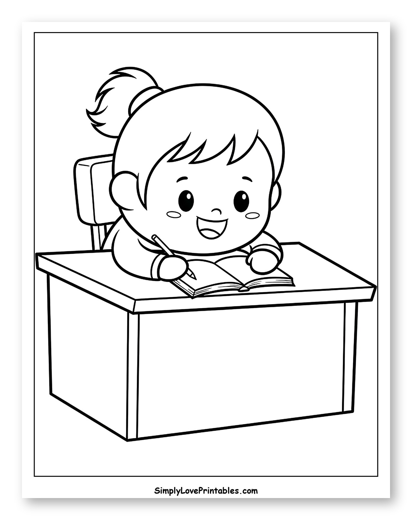 Happy Student Writing at a Desk
