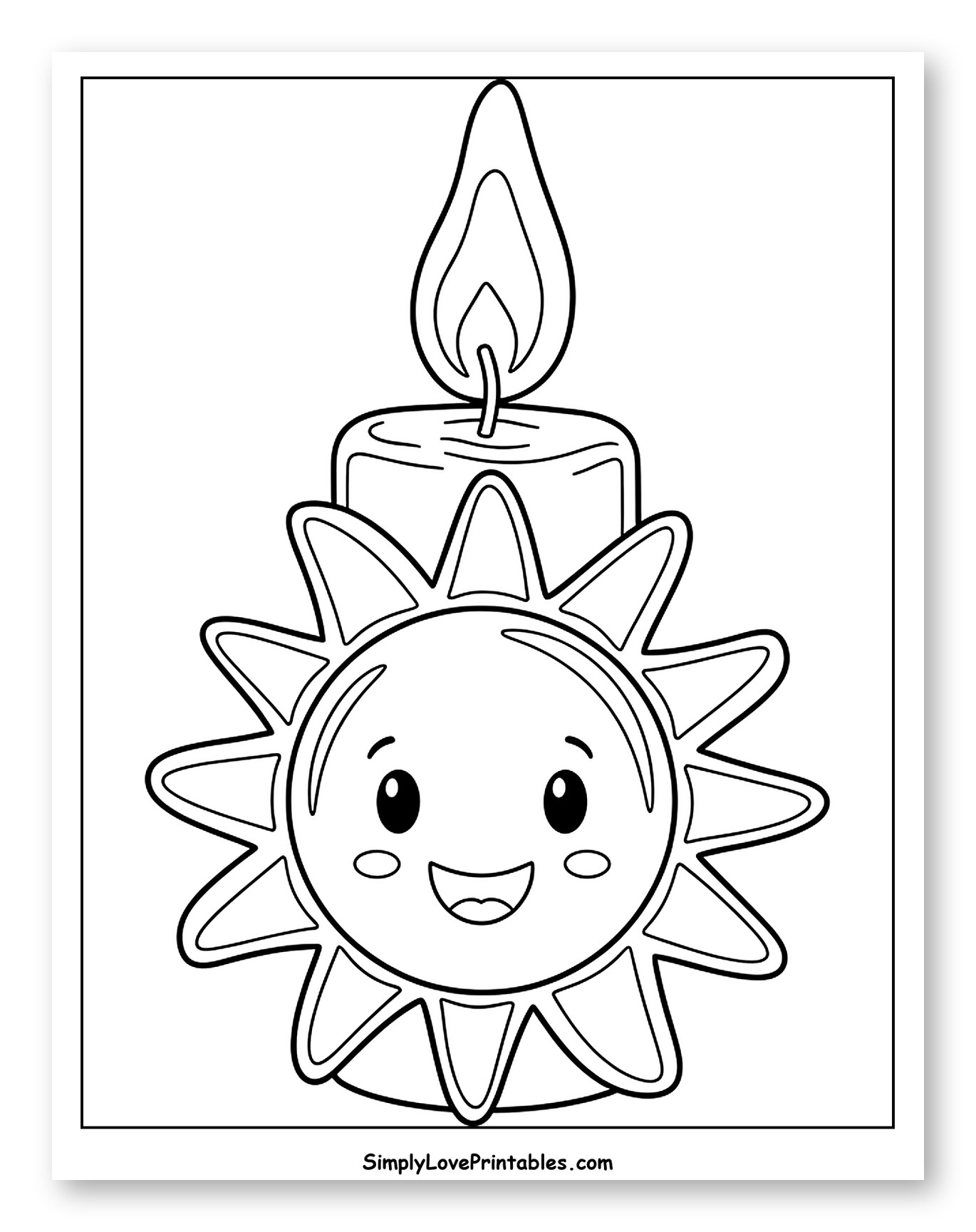 Happy Sun-Shaped Candle with a Flame