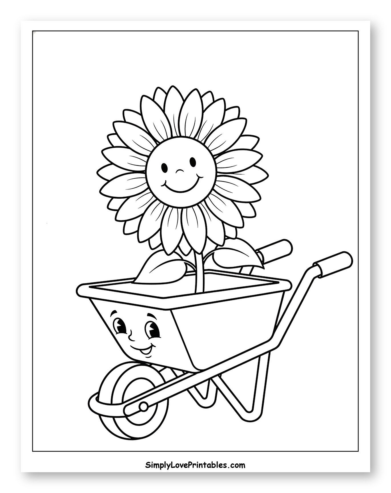 Happy Sunflower in a Smiling Wheelbarrow