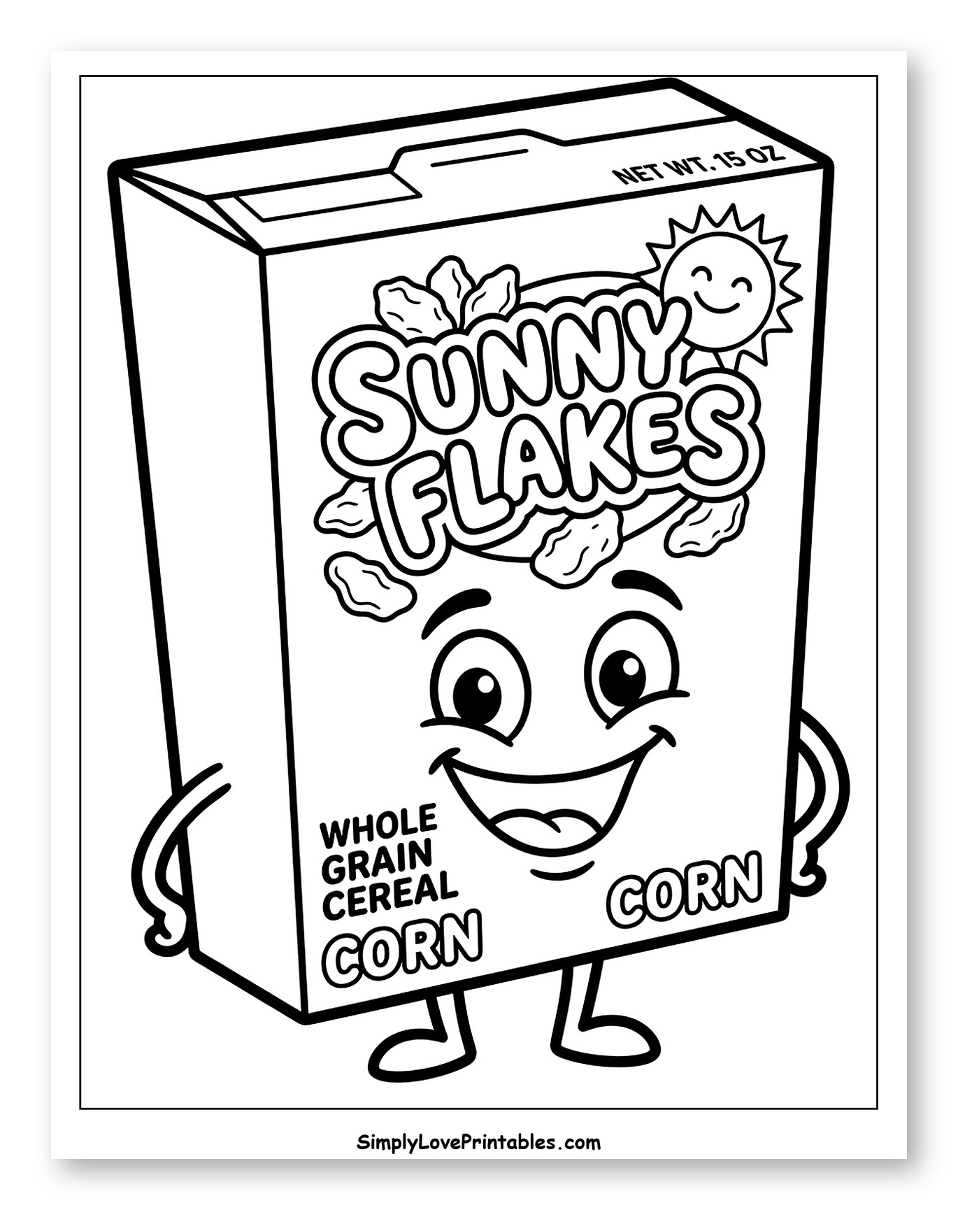 Happy Sunny Flakes Cereal Box Character