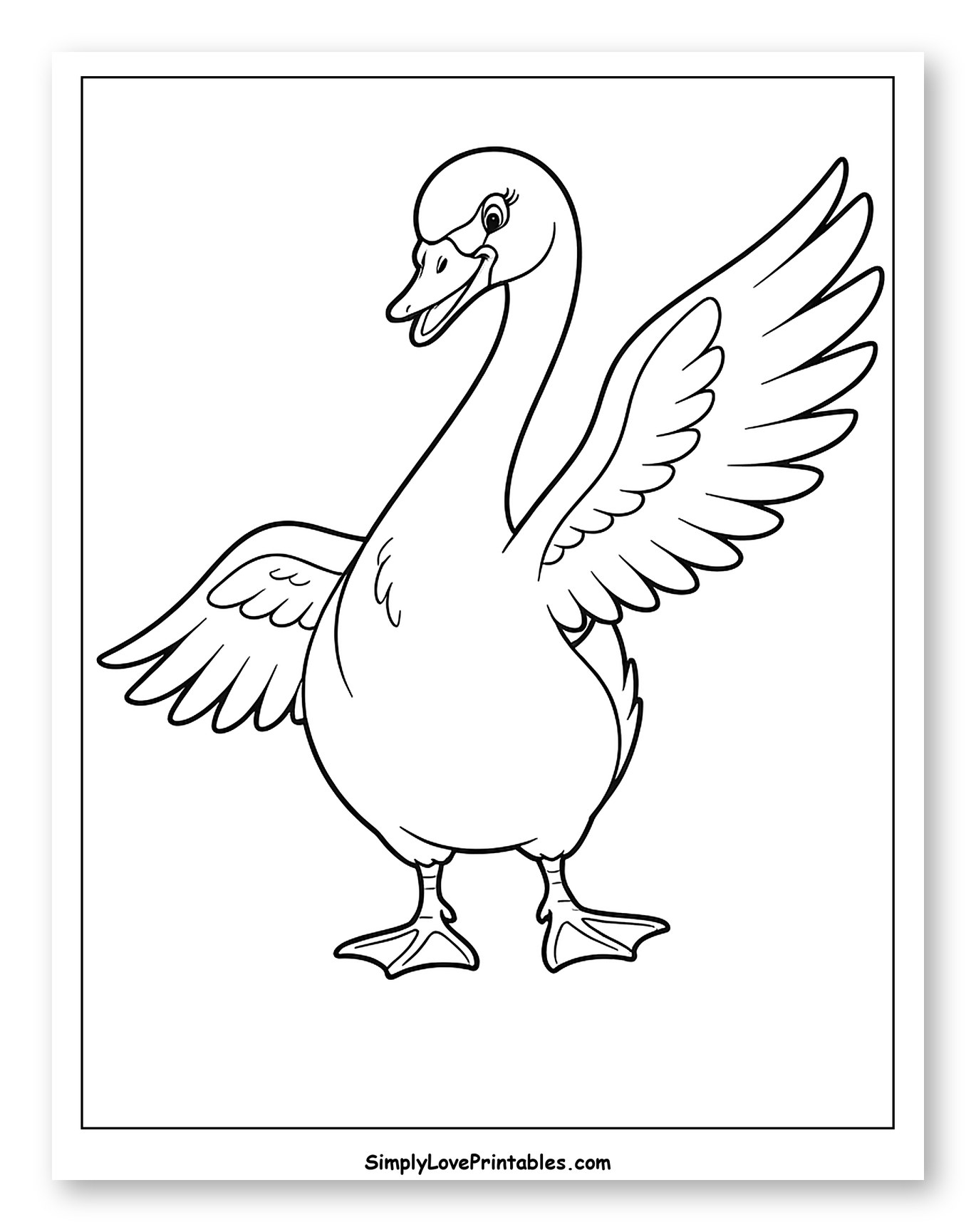 Happy Swan with Open Wings