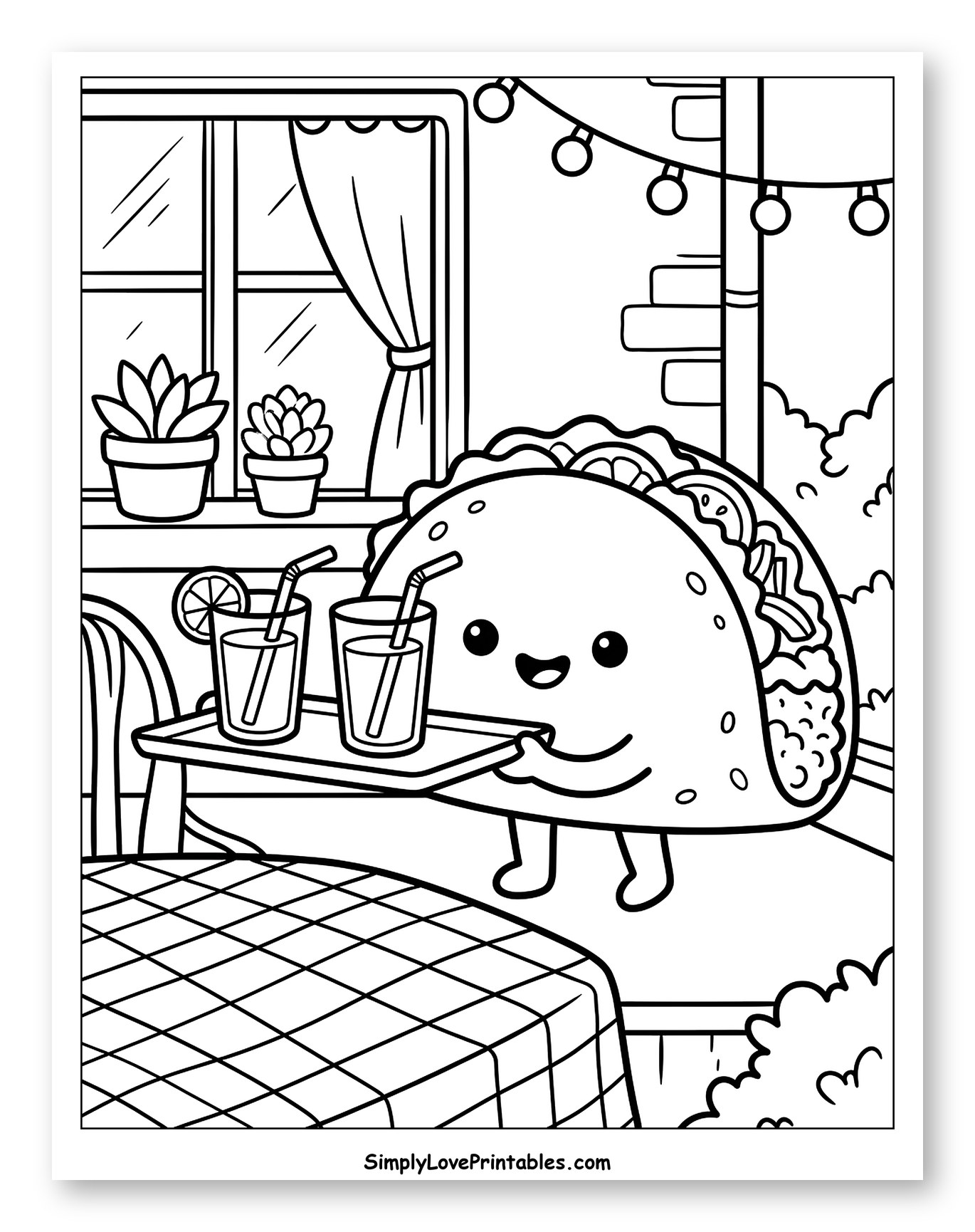 Happy Taco Serving Beverages on a Patio