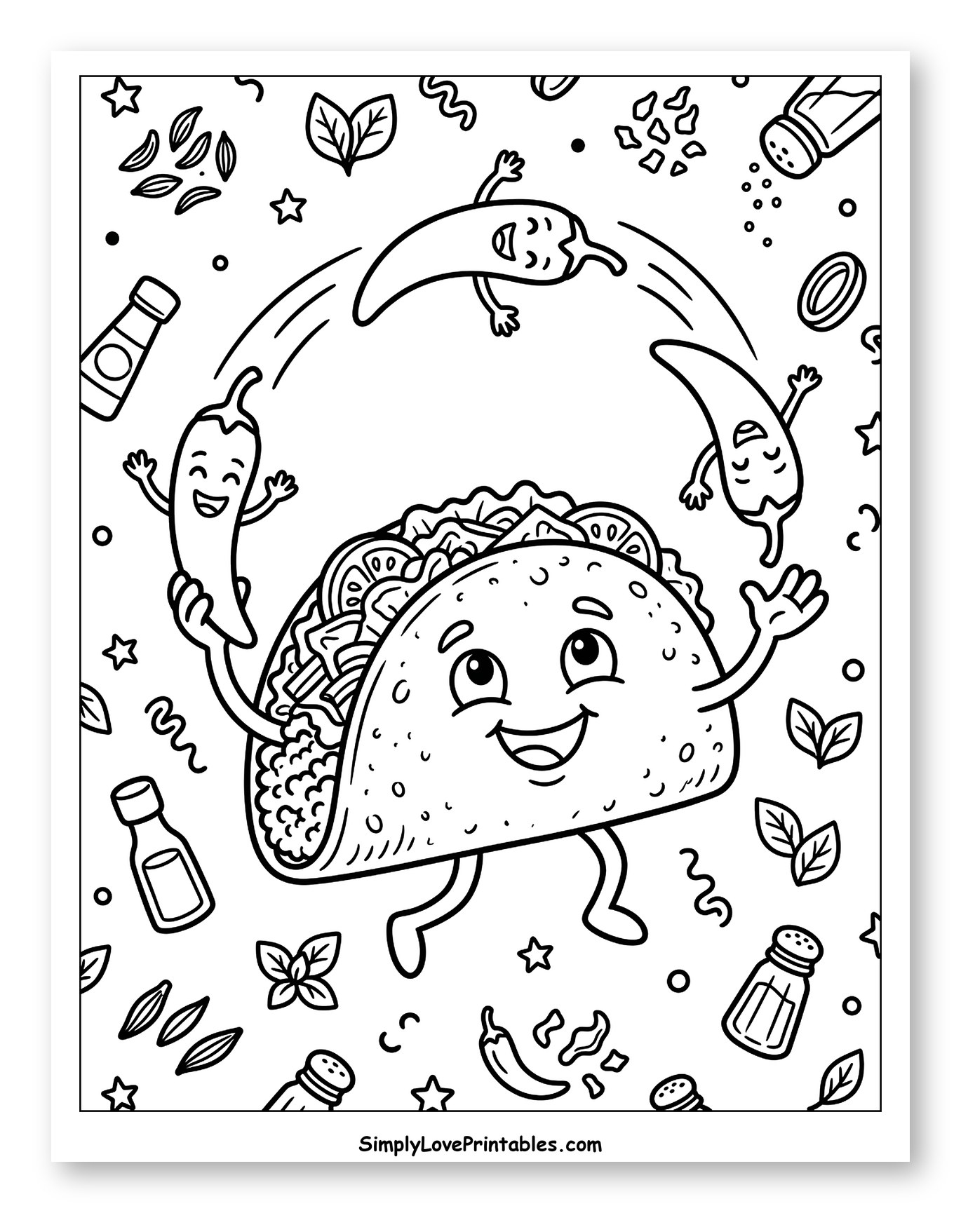 Happy Taco with Dancing Chili Peppers