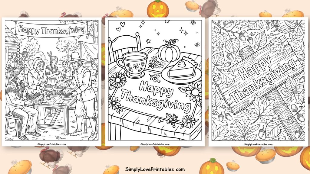 Happy Thanksgiving coloring pages featured image