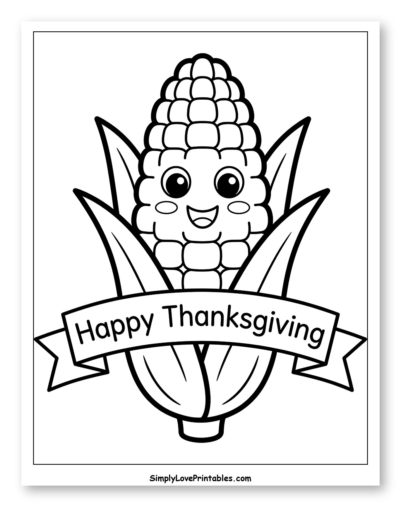 Happy Thanksgiving Corn Cob Character