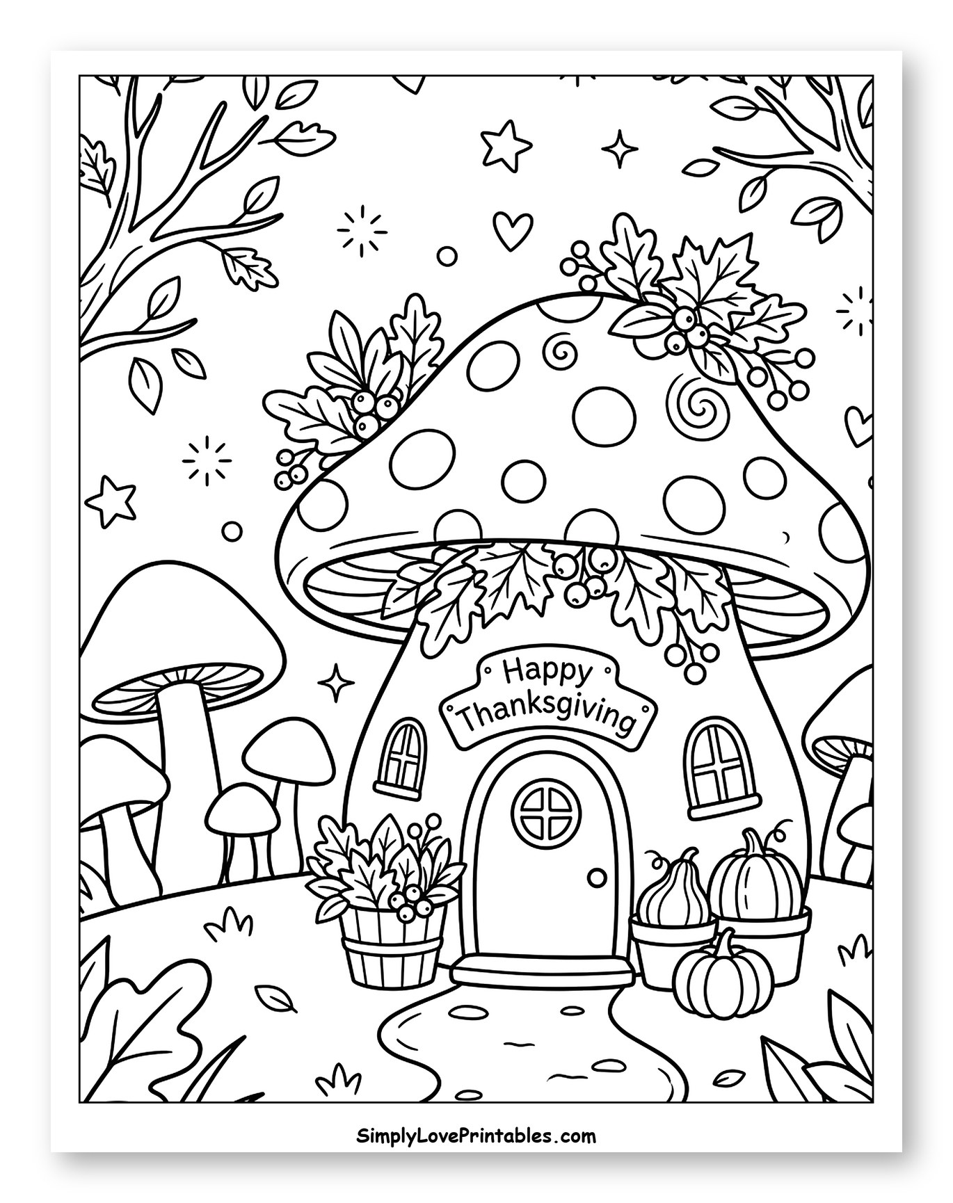 Happy Thanksgiving Mushroom House Fall