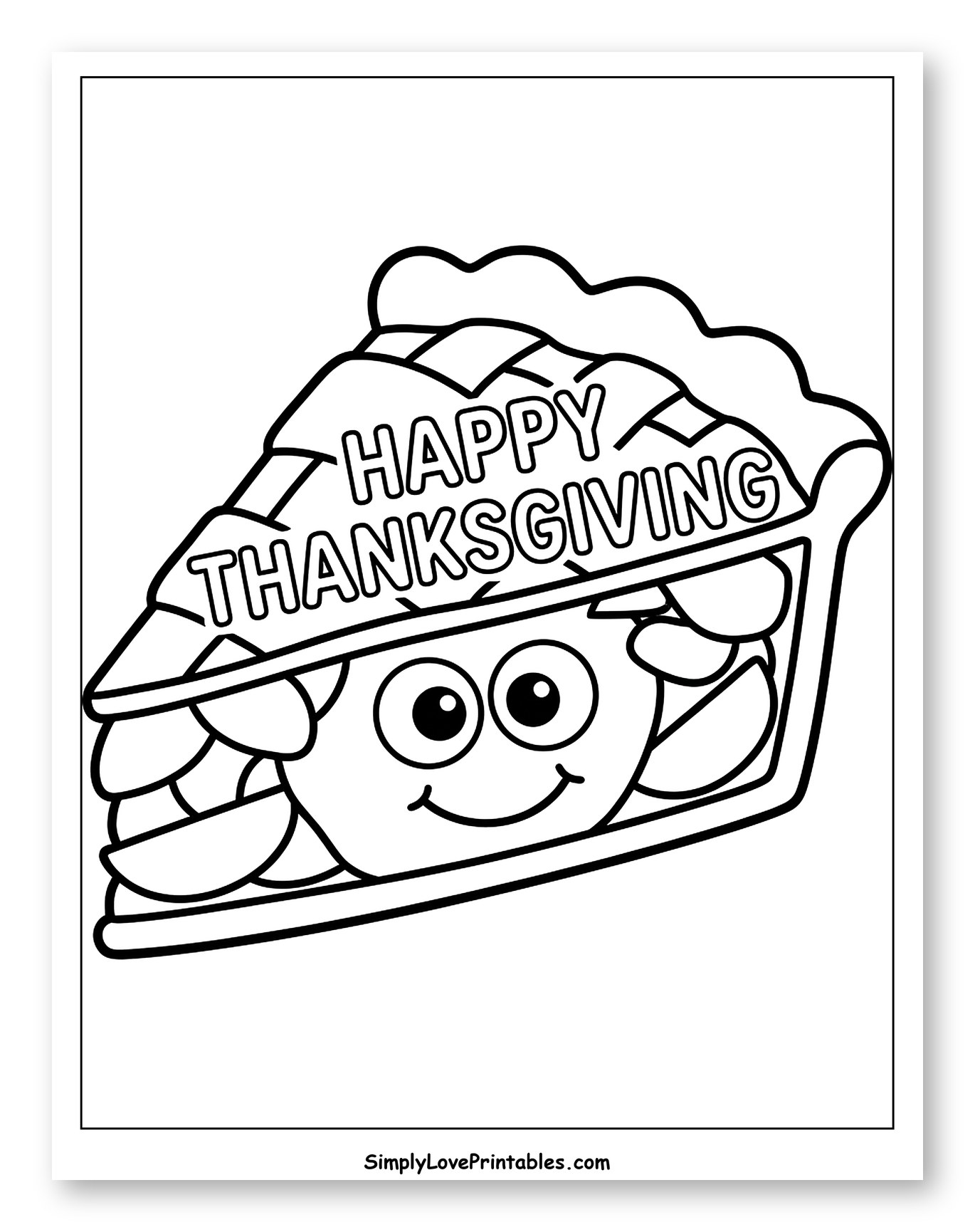 Happy Thanksgiving Pie Slice with Apple Character