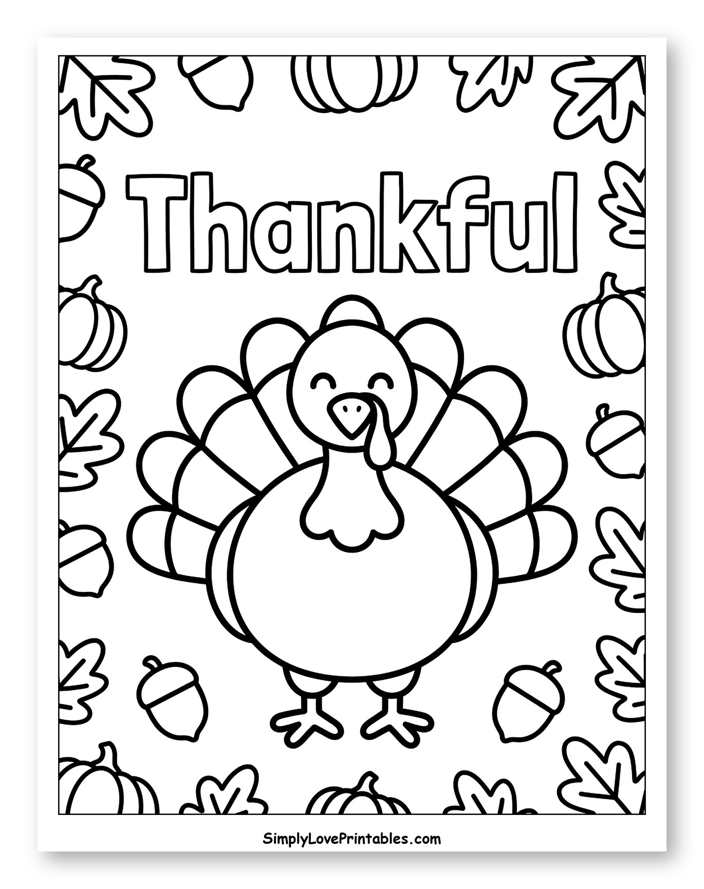 Happy Thanksgiving Turkey and Autumn Leaves
