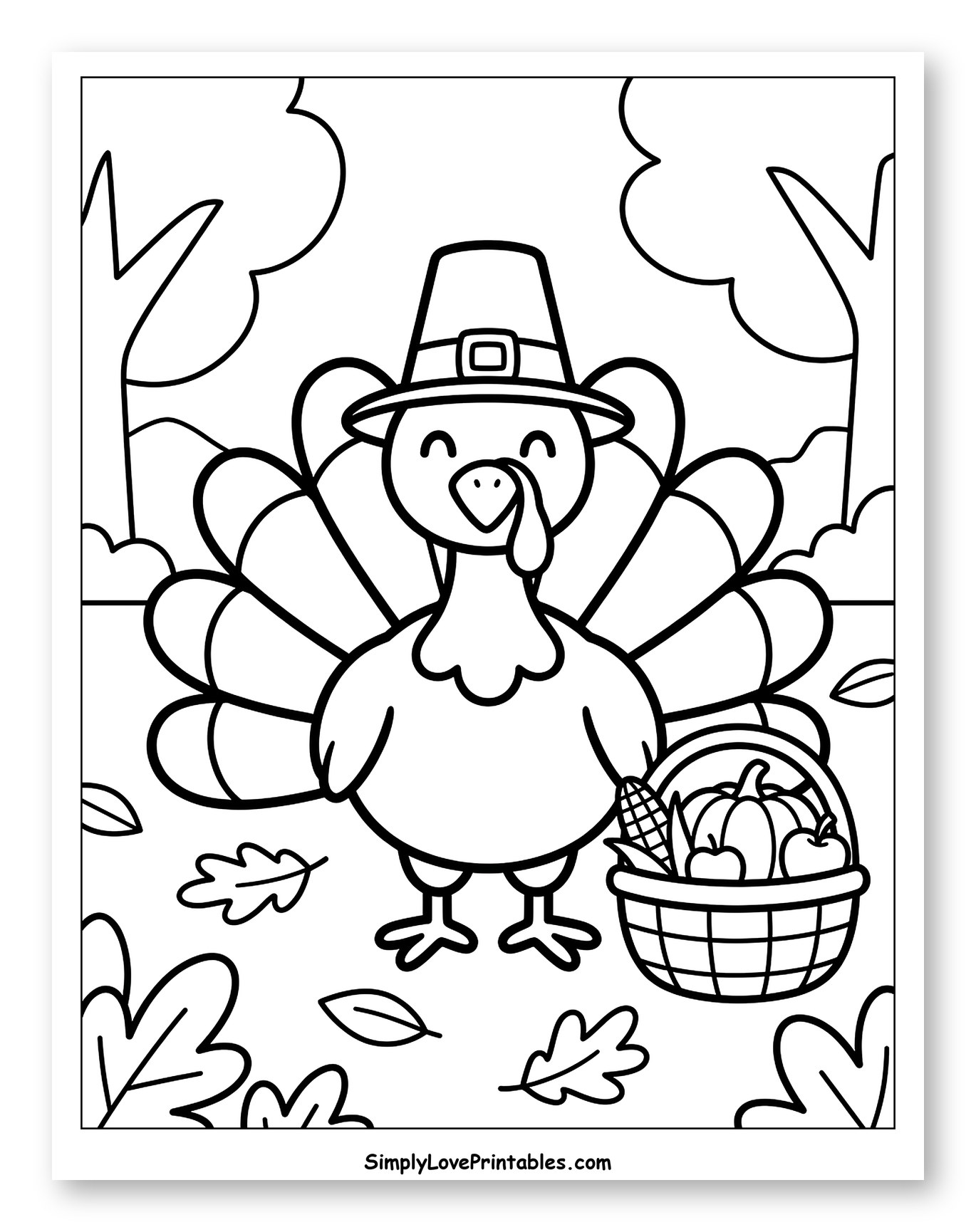 Happy Thanksgiving Turkey with Fall Harvest