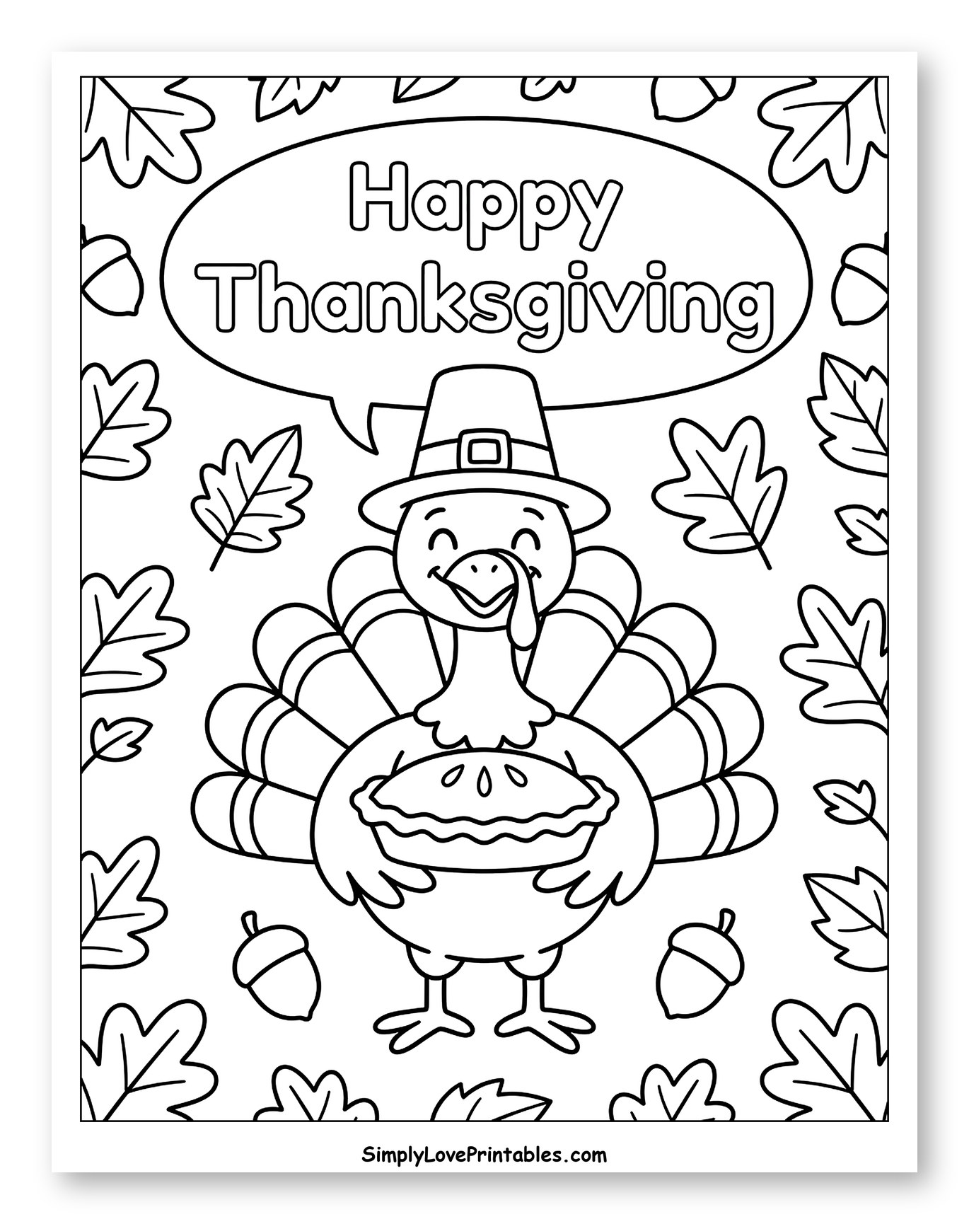 Happy Thanksgiving Turkey with Pie