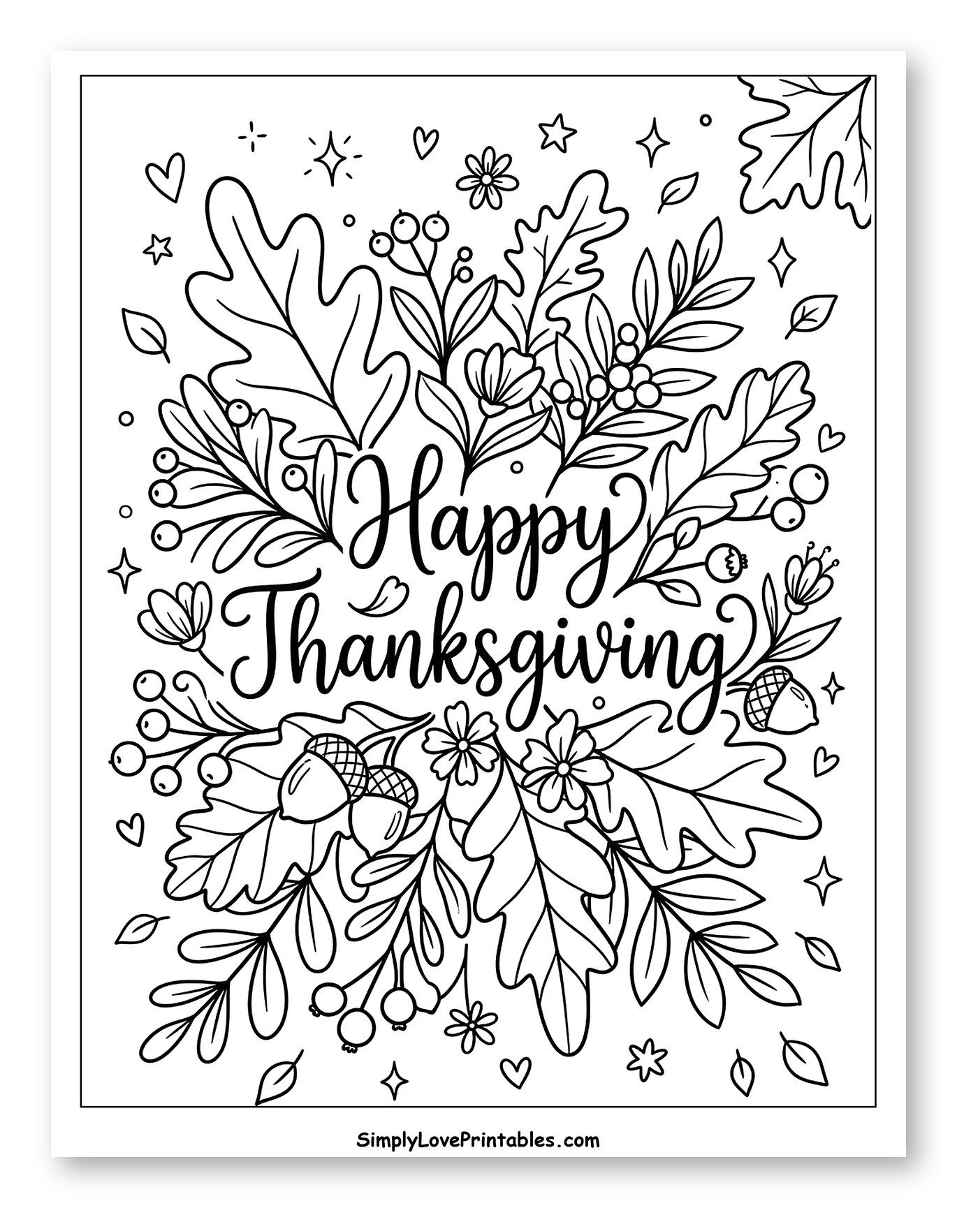 Happy Thanksgiving with Autumn Leaves and Berries