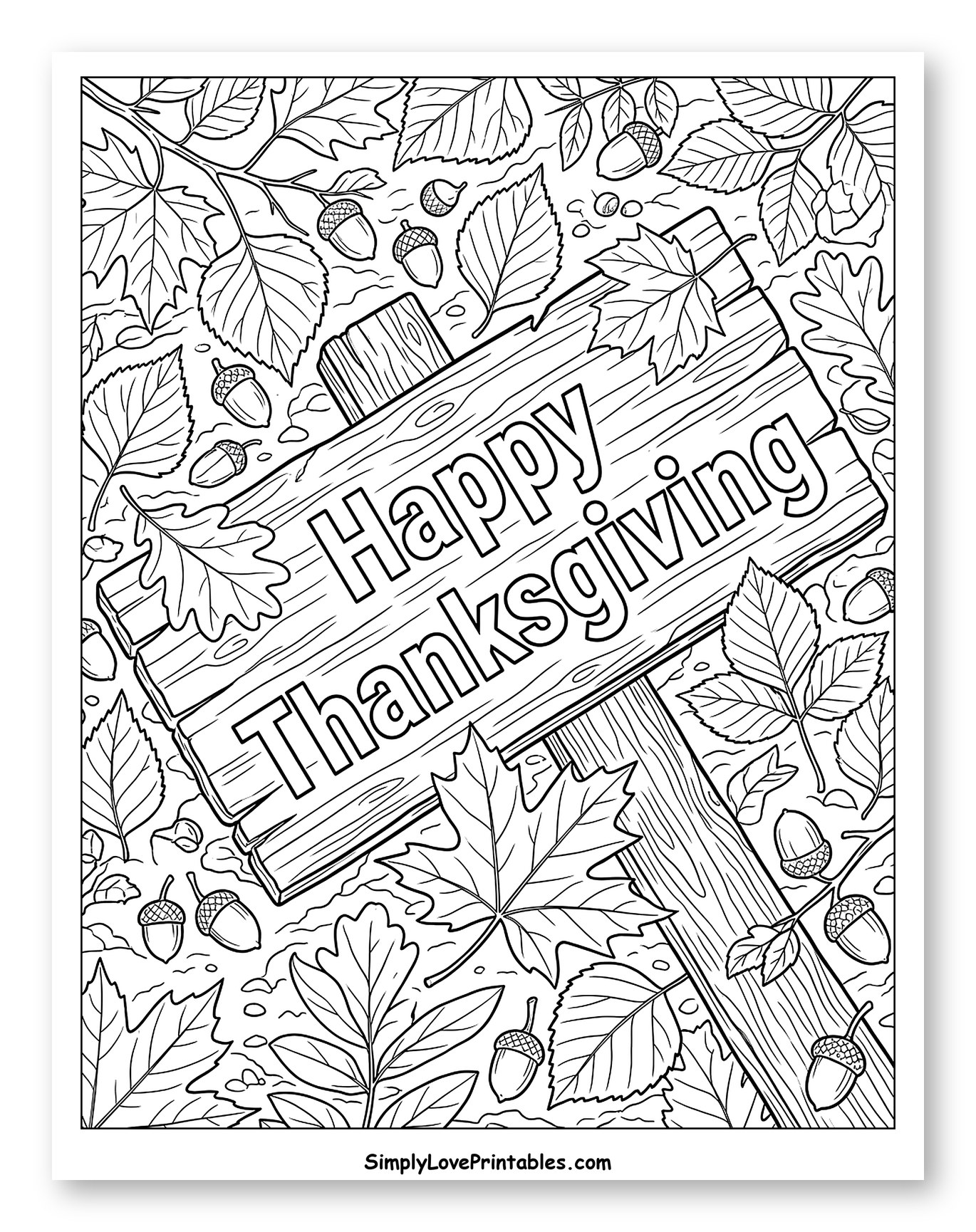 Happy Thanksgiving Wooden Sign with Leaves