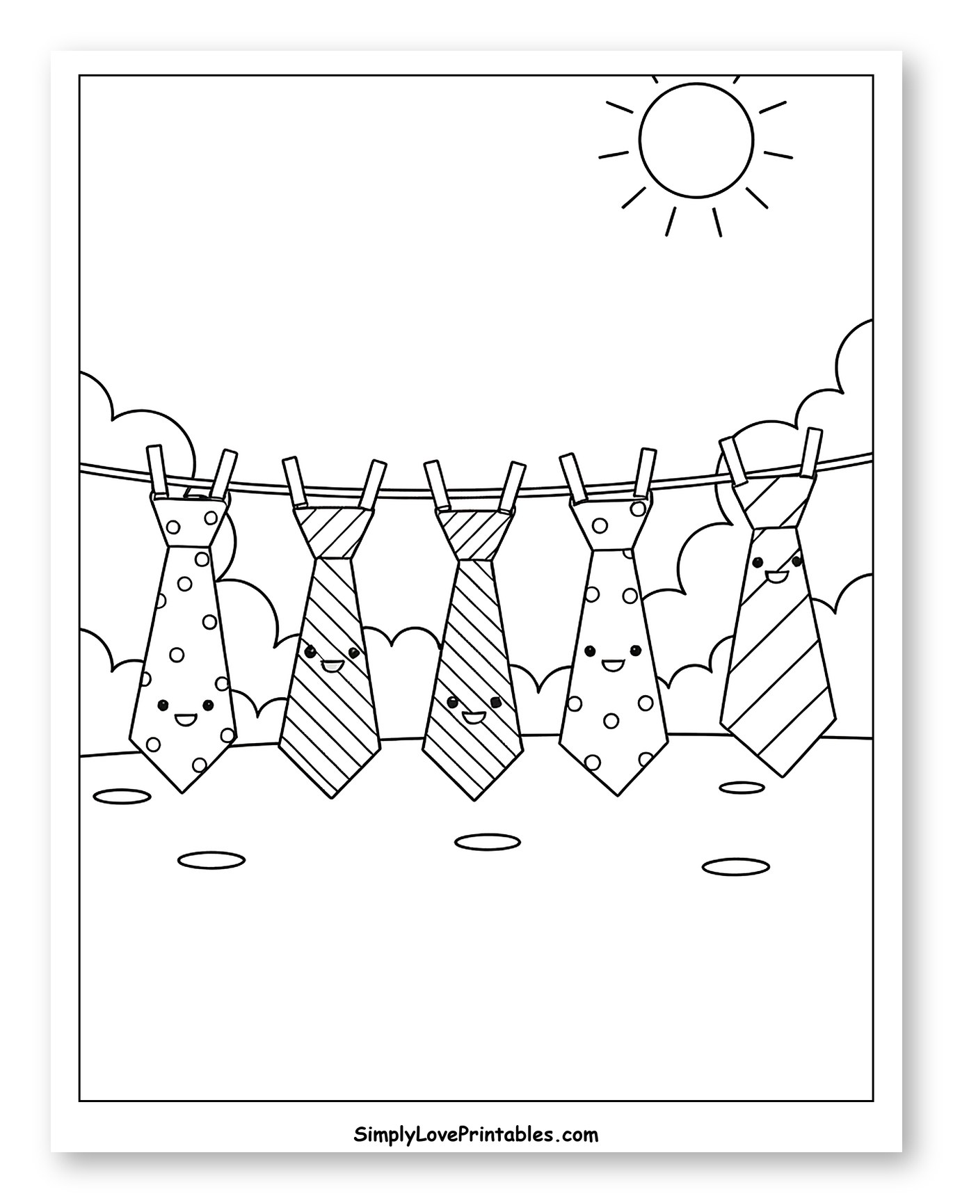 Happy Ties Drying on a Clothesline
