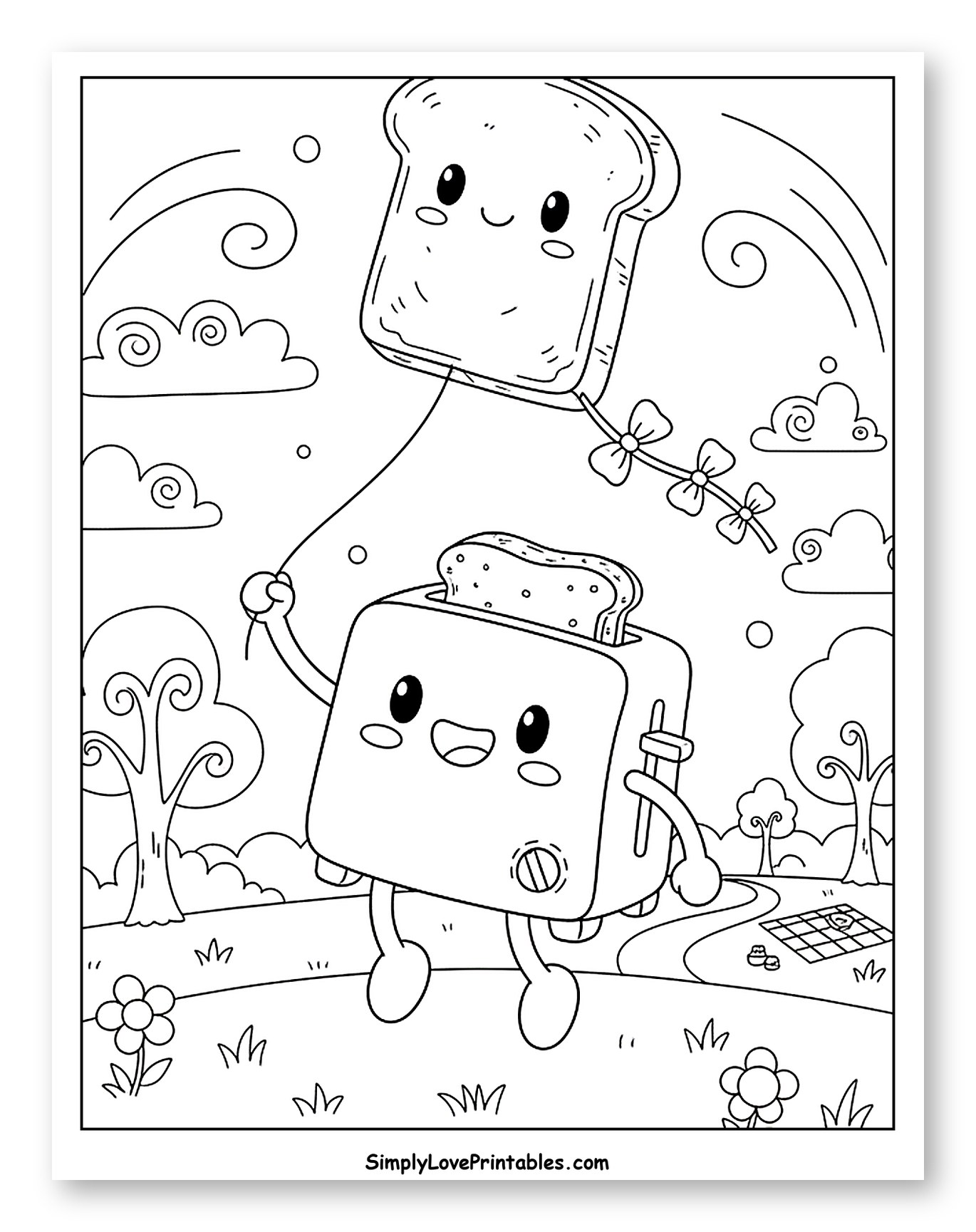 Happy Toaster Flying a Toast Kite