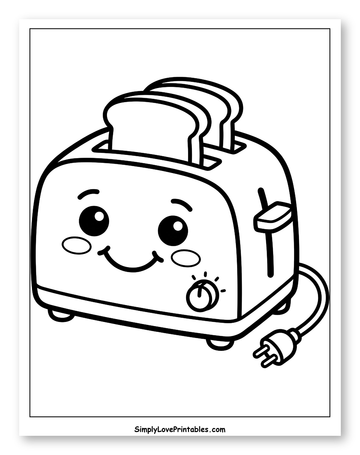 Happy Toaster with Two Slices of Toast Coloring Page for Toddlers