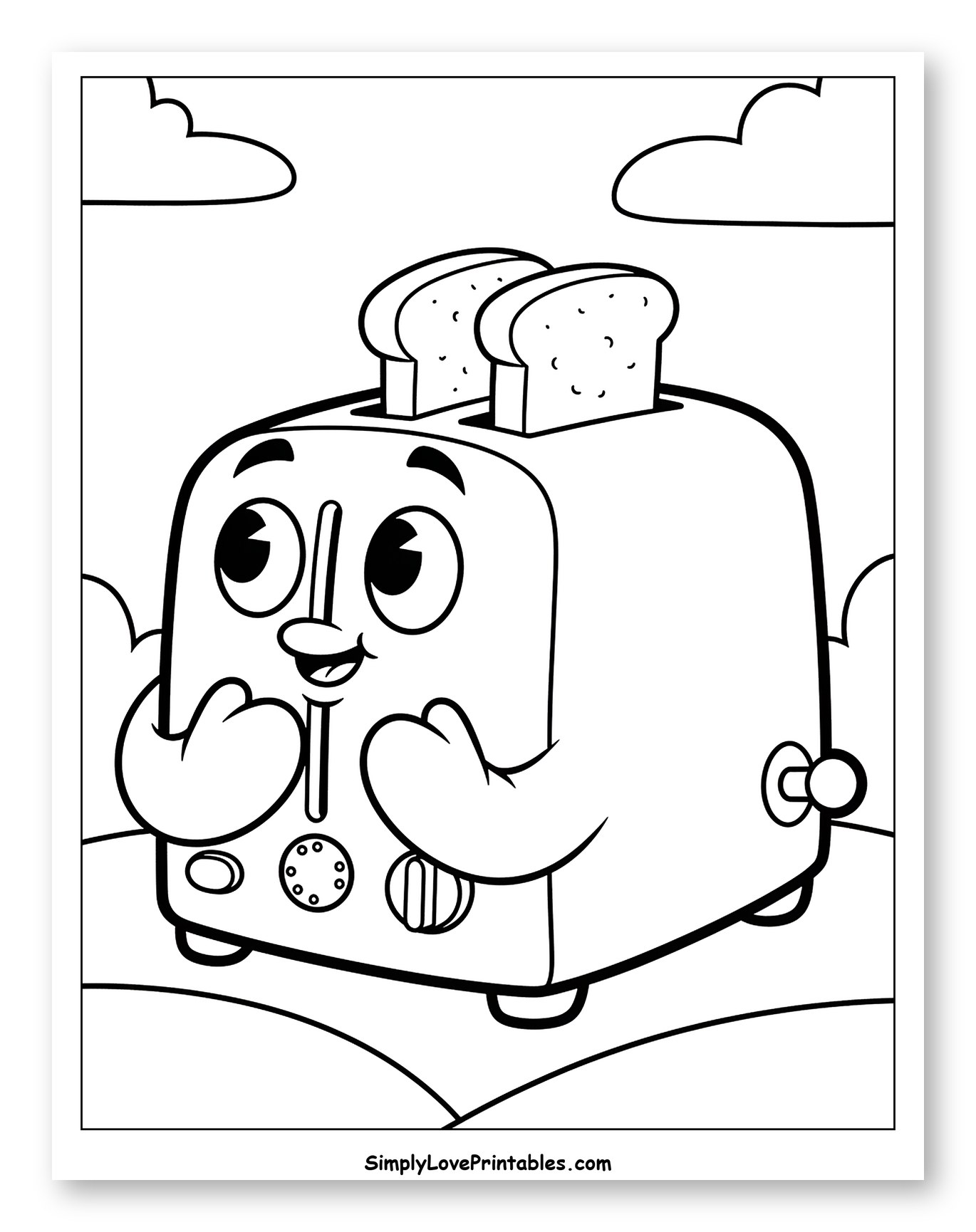 Happy Toaster with Two Slices of Toast