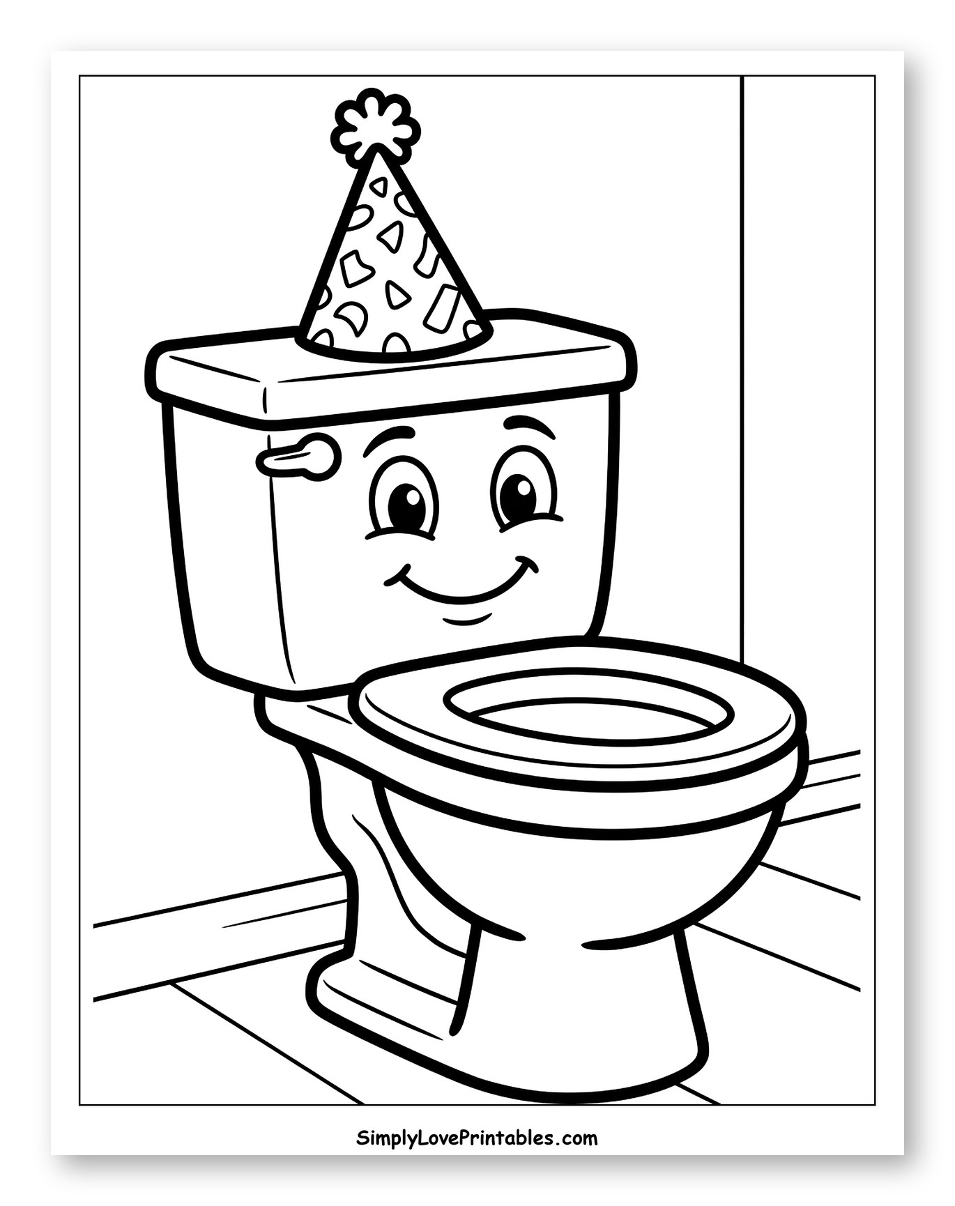 Happy Toilet Wearing a Party Hat