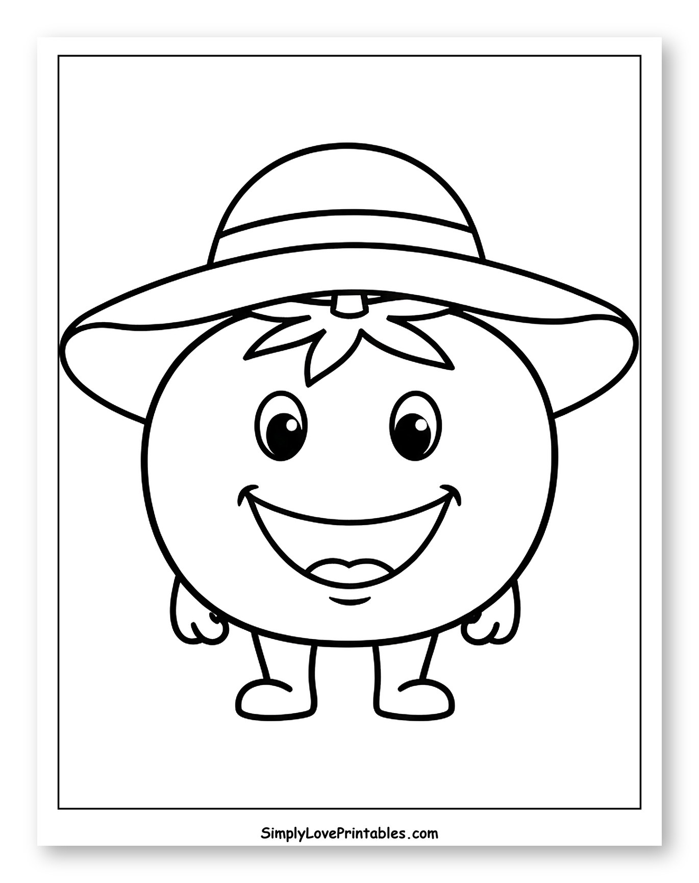 Happy Tomato Character Wearing a Hat