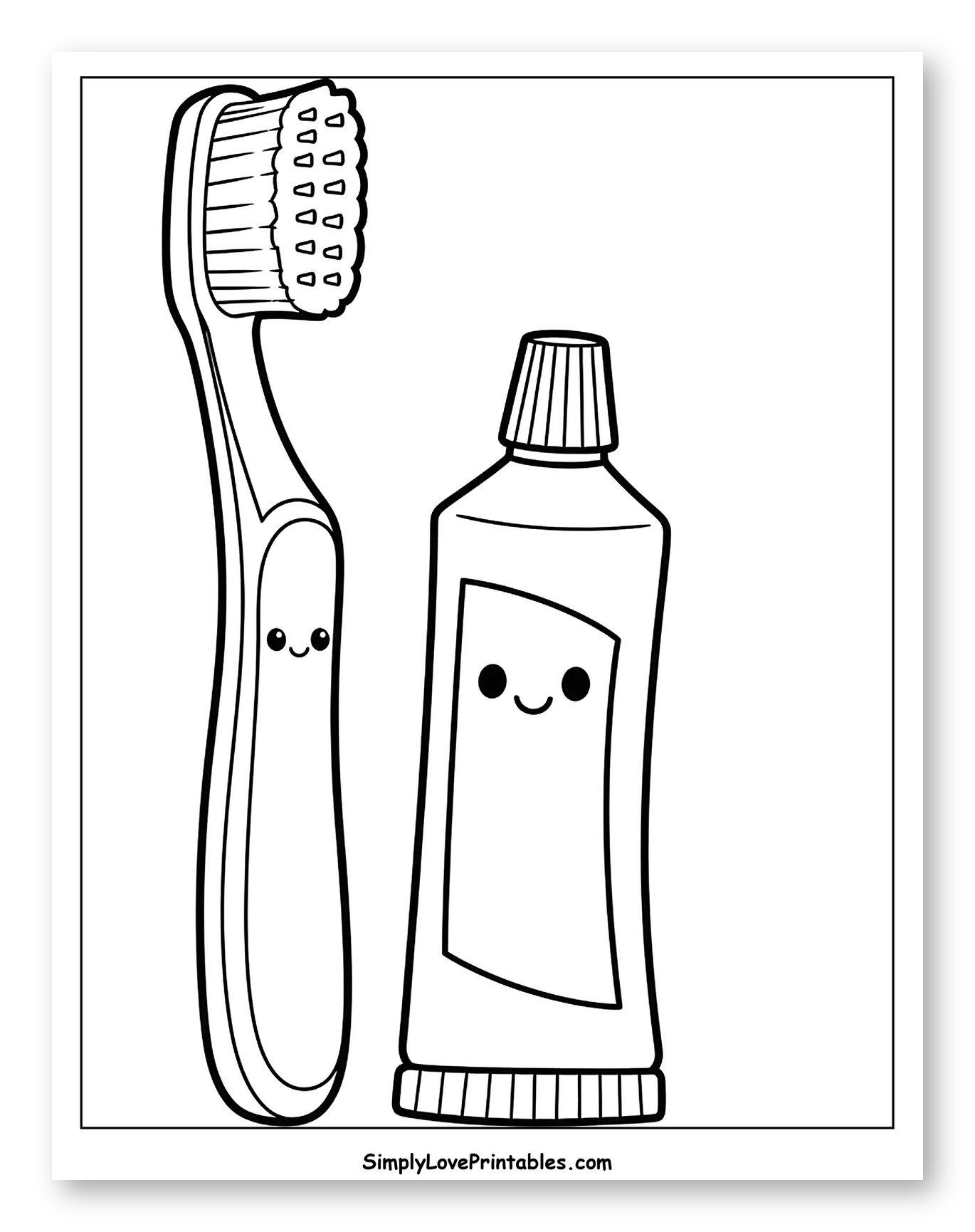 Happy Toothbrush and Toothpaste Tube