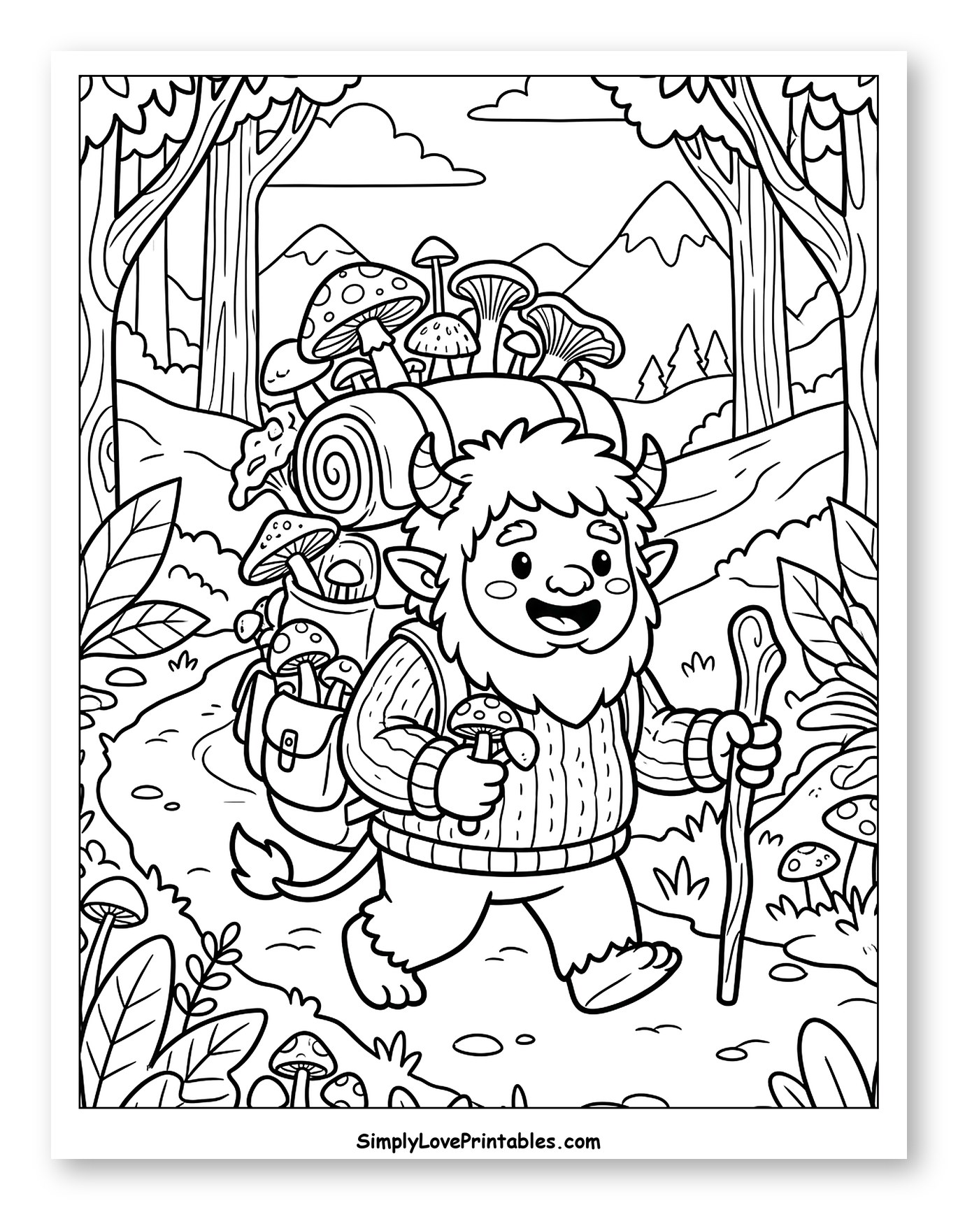 Happy Troll on a Mushroom Gathering Adventure