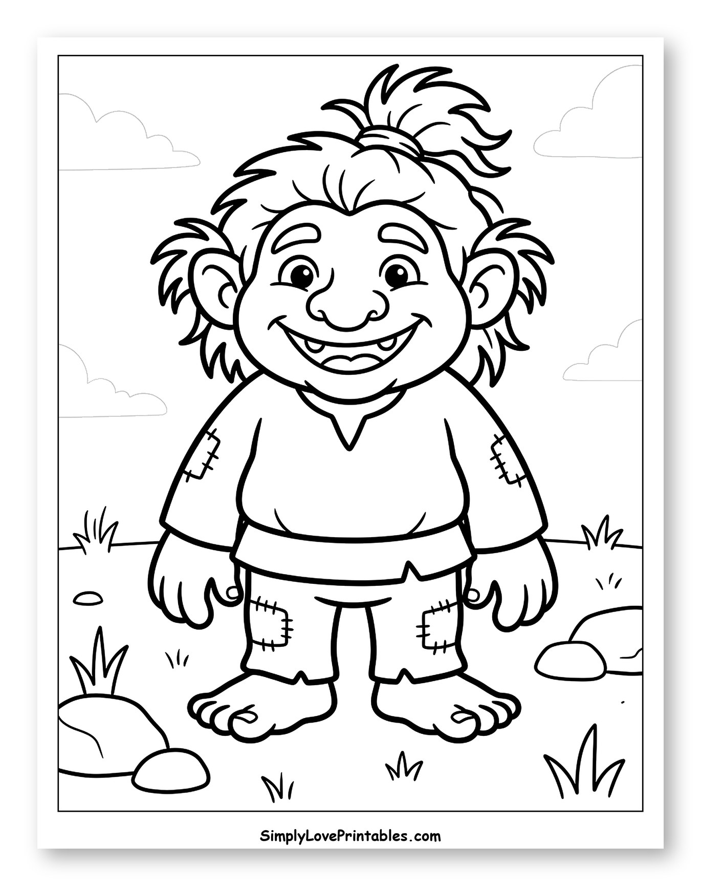 Happy Troll Standing in a Grassy Field