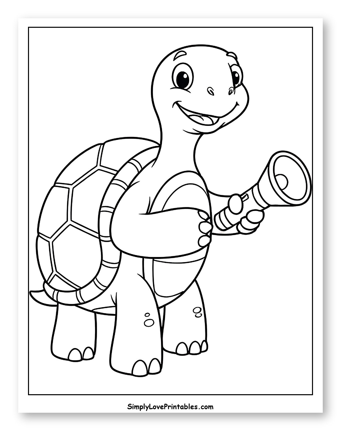 Happy Turtle Holding a Flashlight