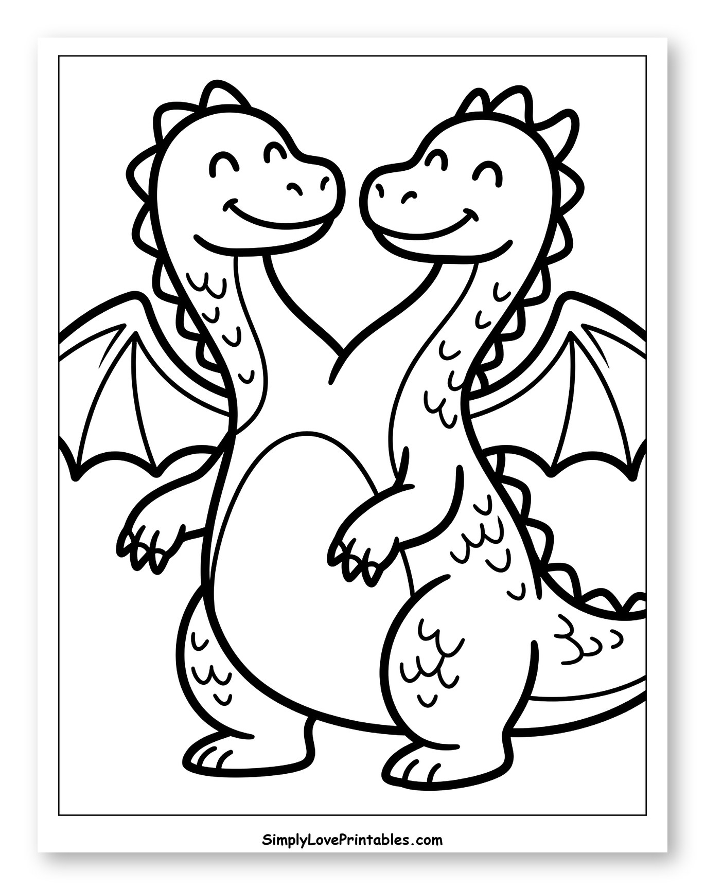 Happy Two-Headed Dragon with Wings
