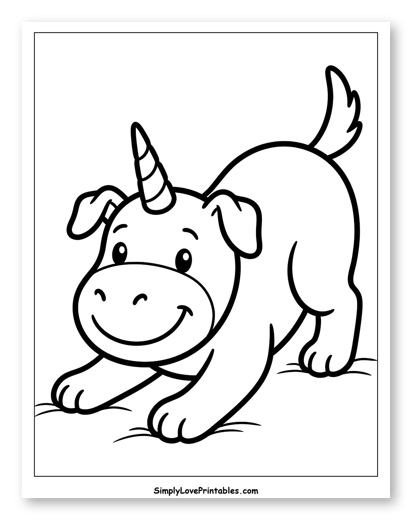 Happy Unicorn Puppy in Playful Pose