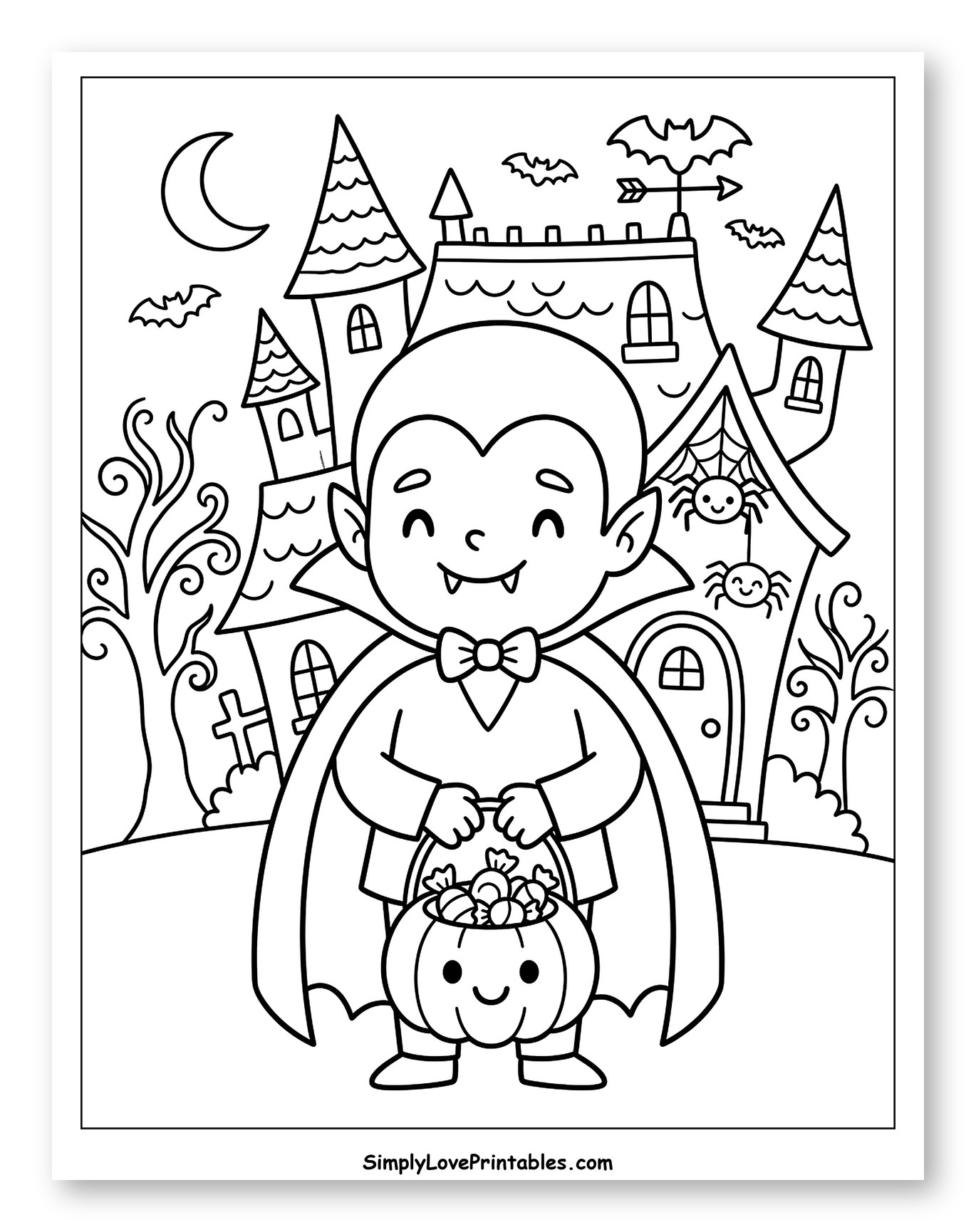 Happy Vampire Trick-or-Treating at Spooky House
