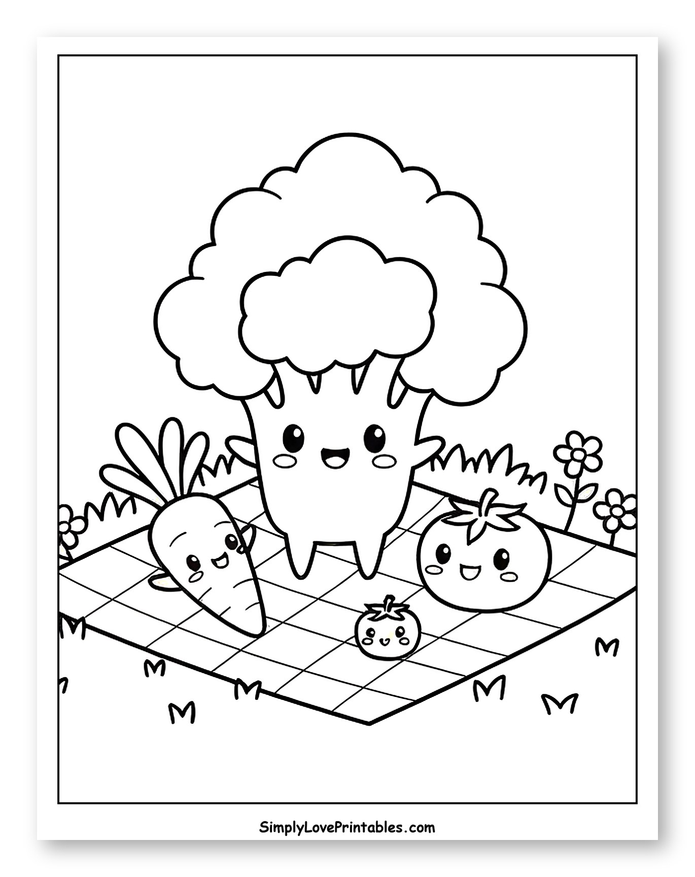 Happy Vegetables Having a Picnic