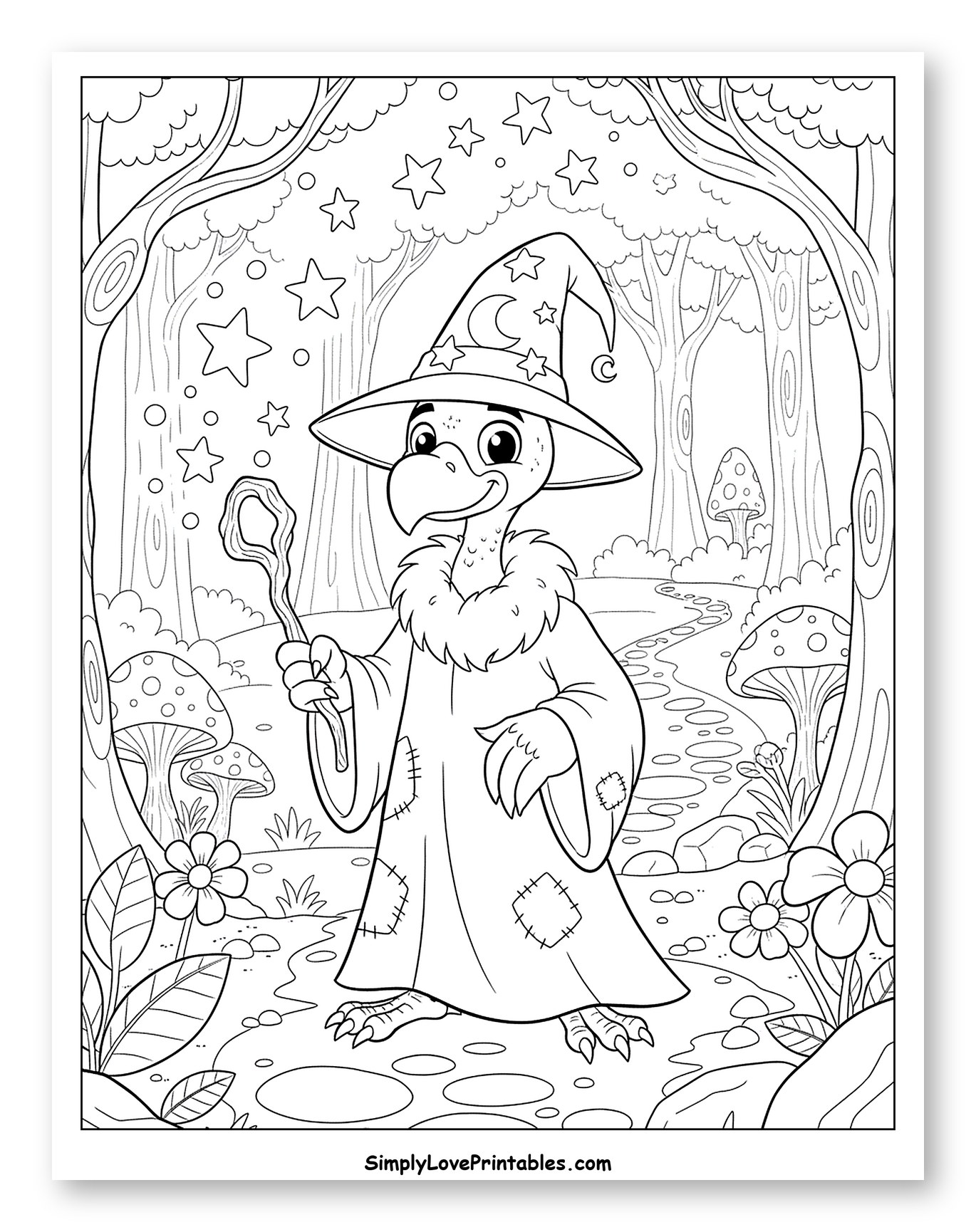 Happy Vulture Wizard Holding a Magic Wand
