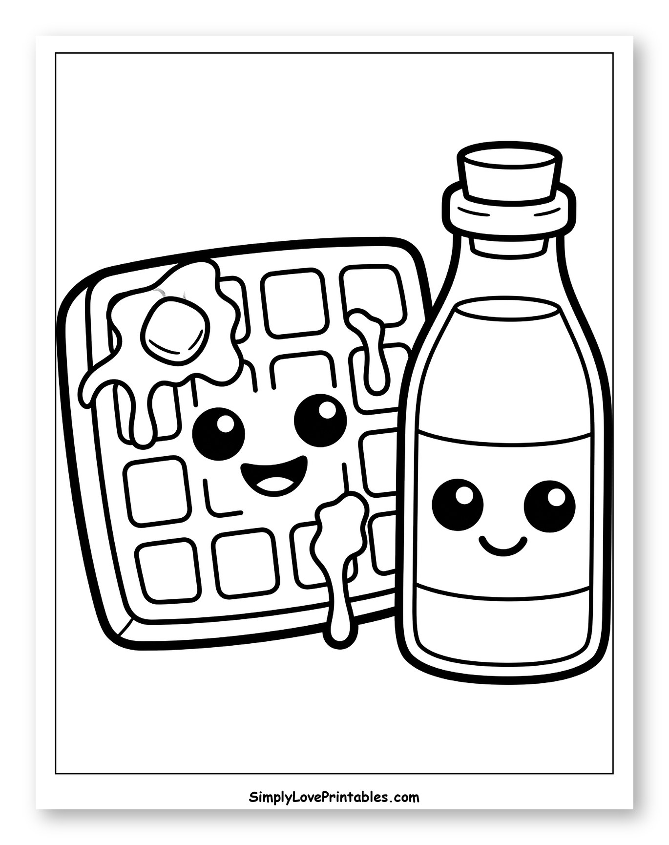 Happy Waffle with Egg and Bottle