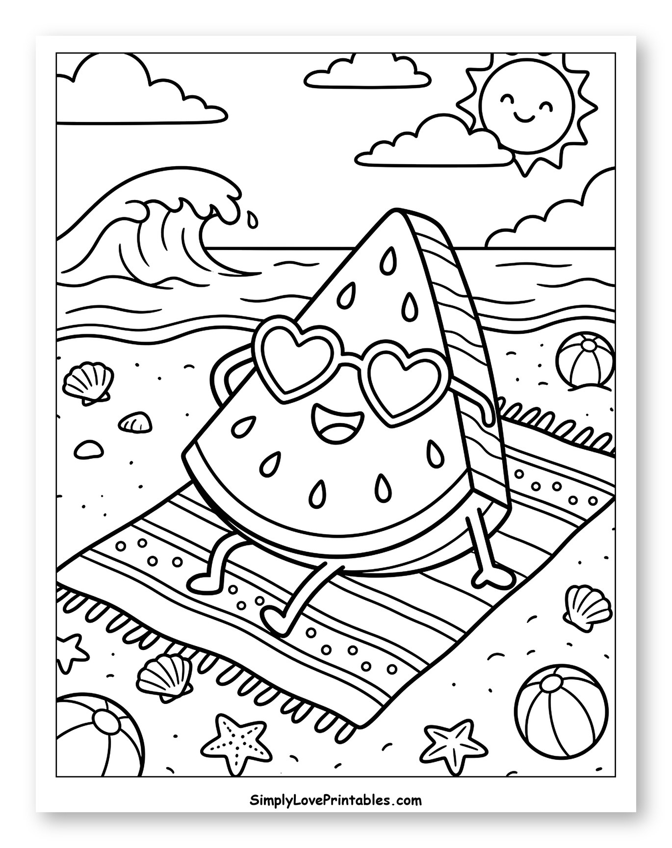 Happy Watermelon Relaxing on a Beach