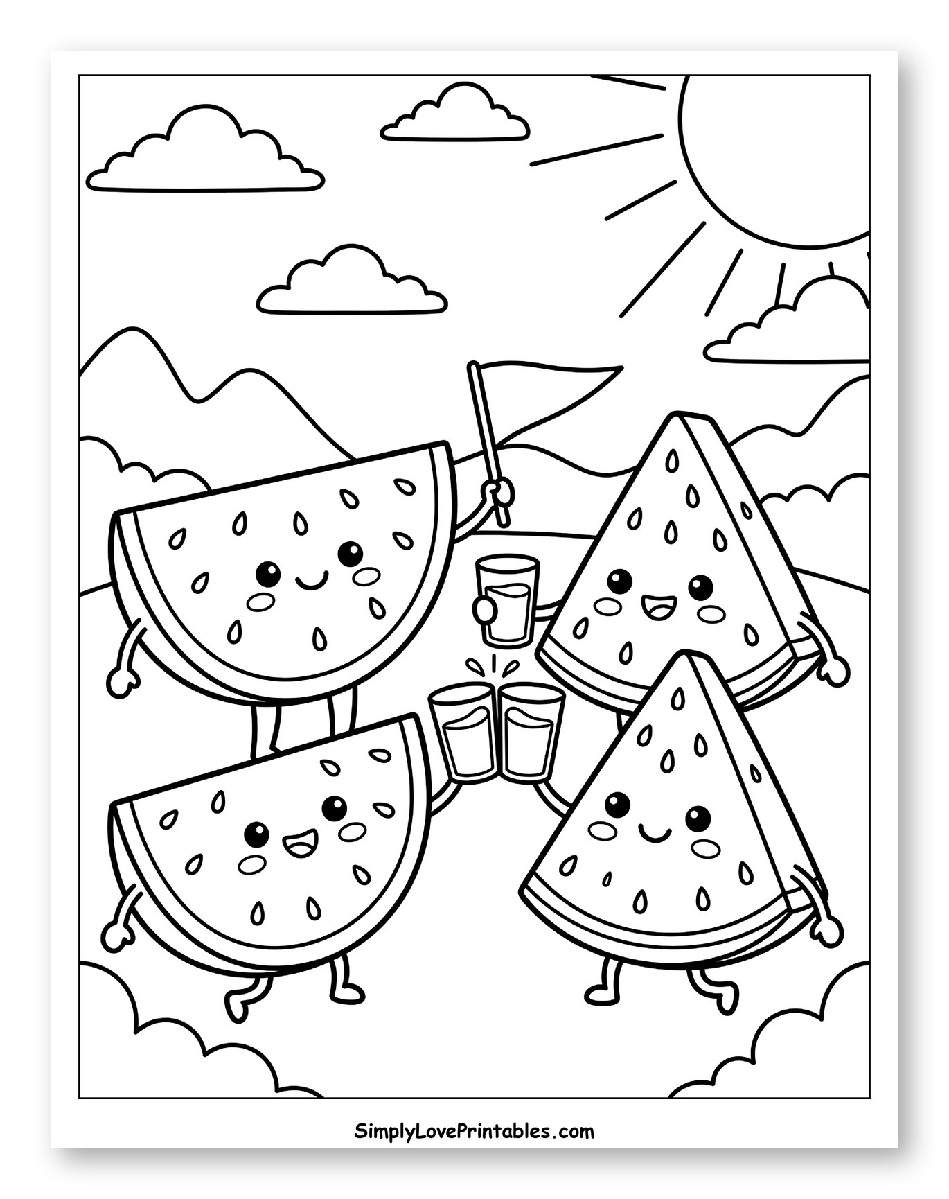 Happy Watermelon Slices Toasting in Summer