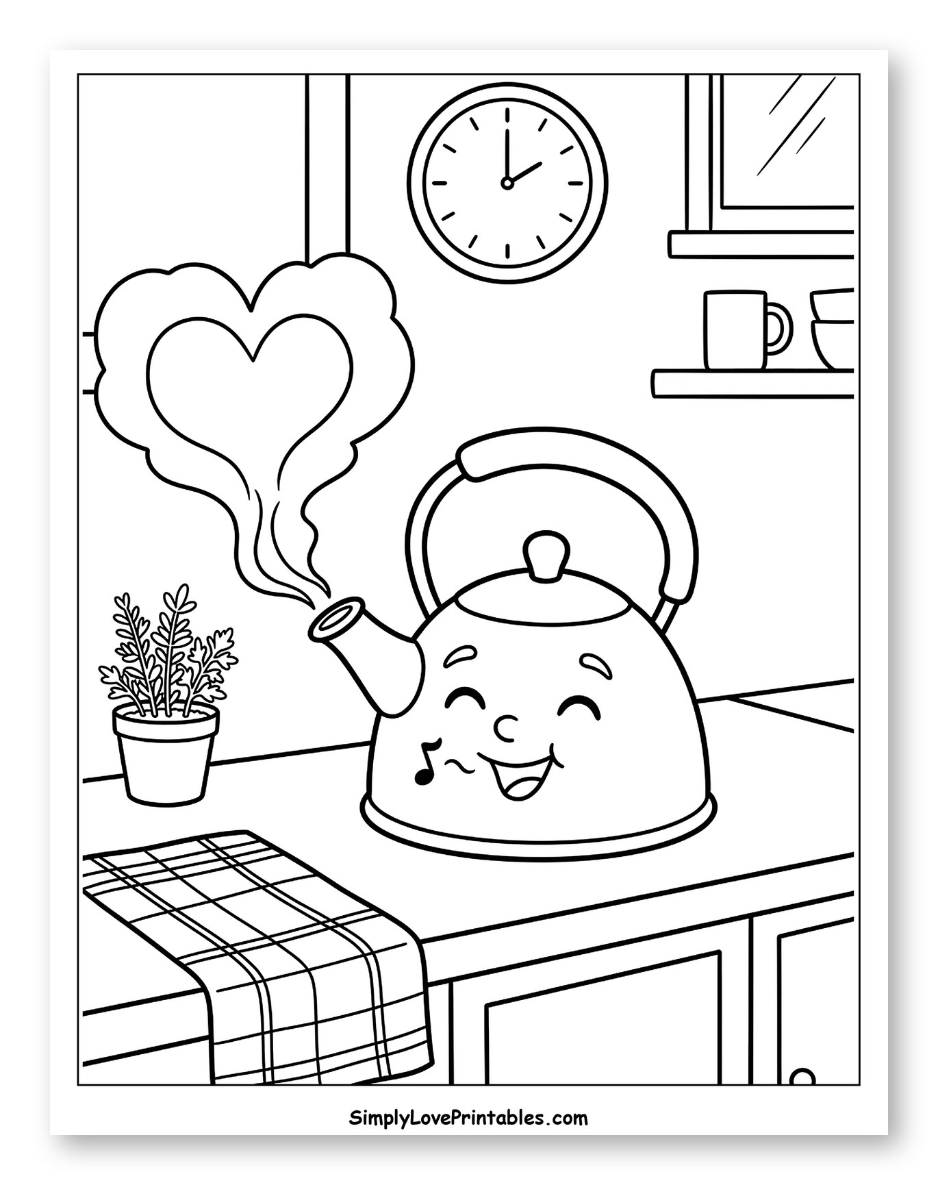 Happy Whistling Kettle in a Cozy Kitchen