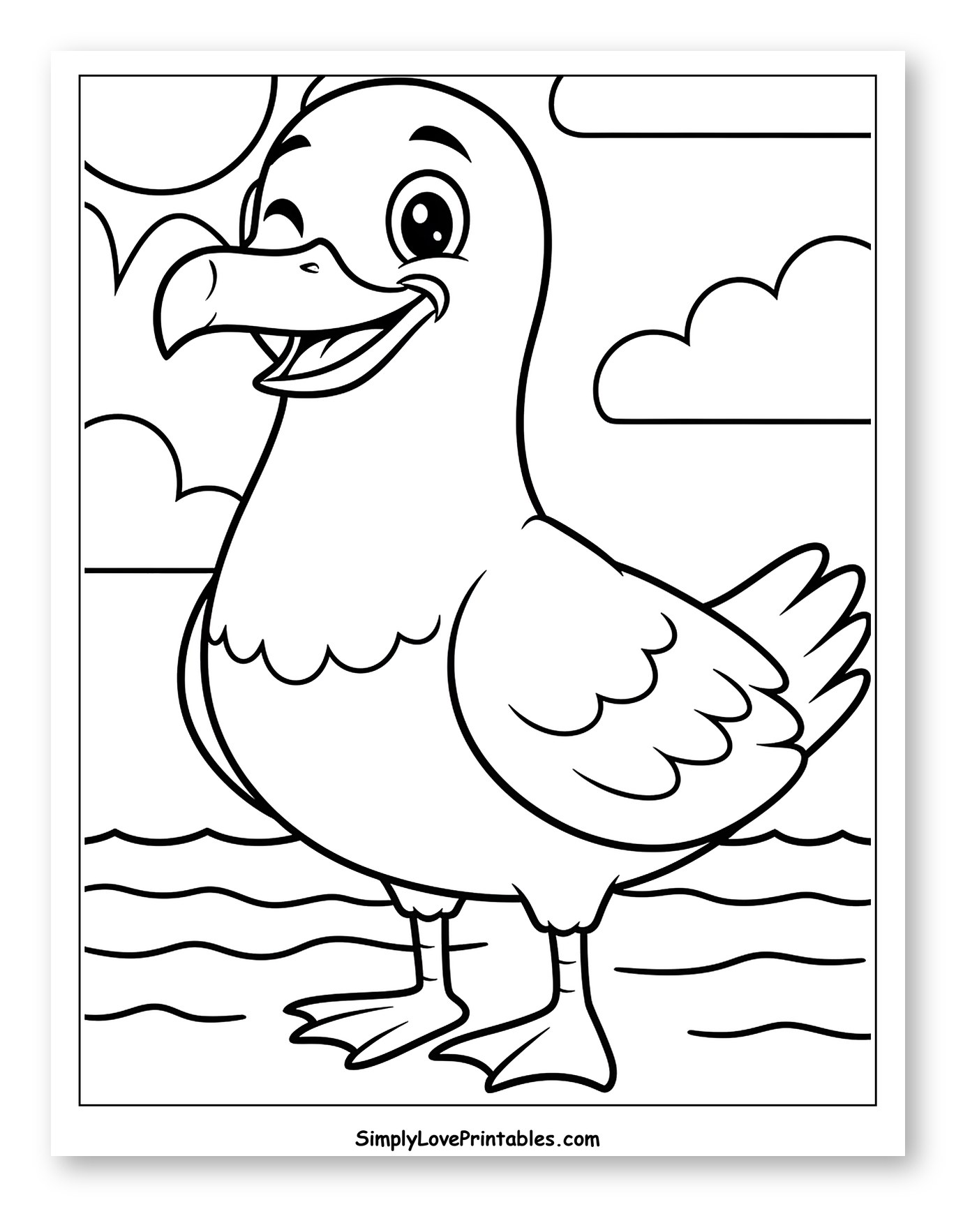 Happy Winking Seagull by the Sea to Color for Toddlers
