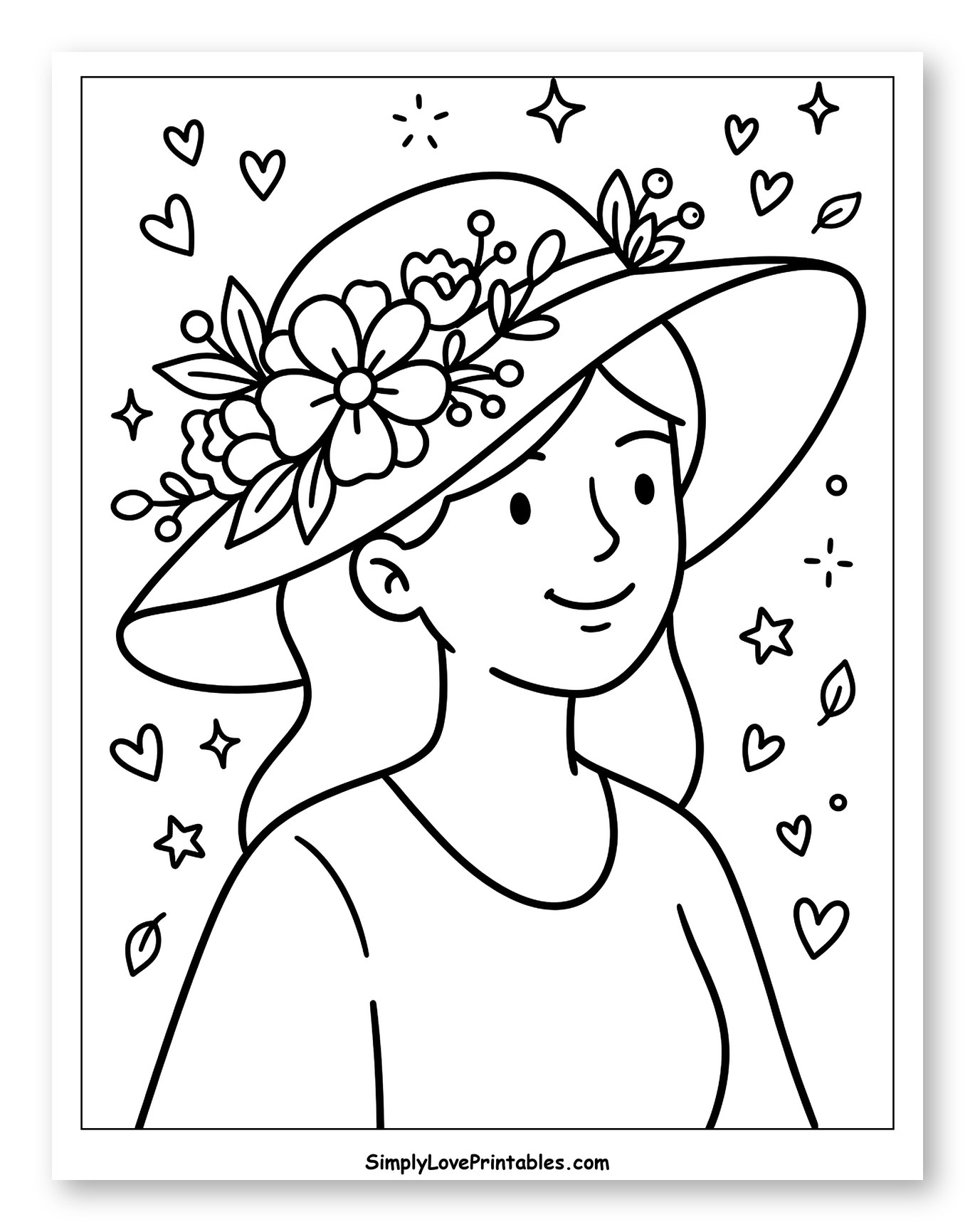 Happy Woman in a Floral Sun Hat