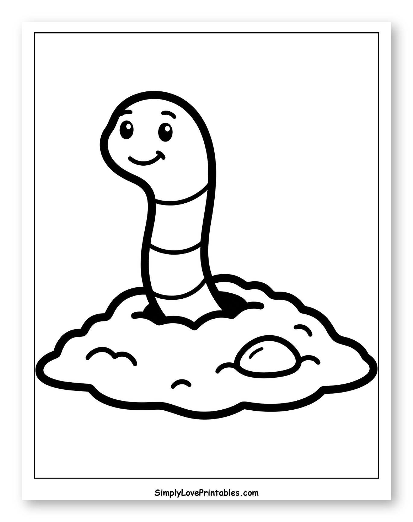 Happy Worm Peeking Out of Soil
