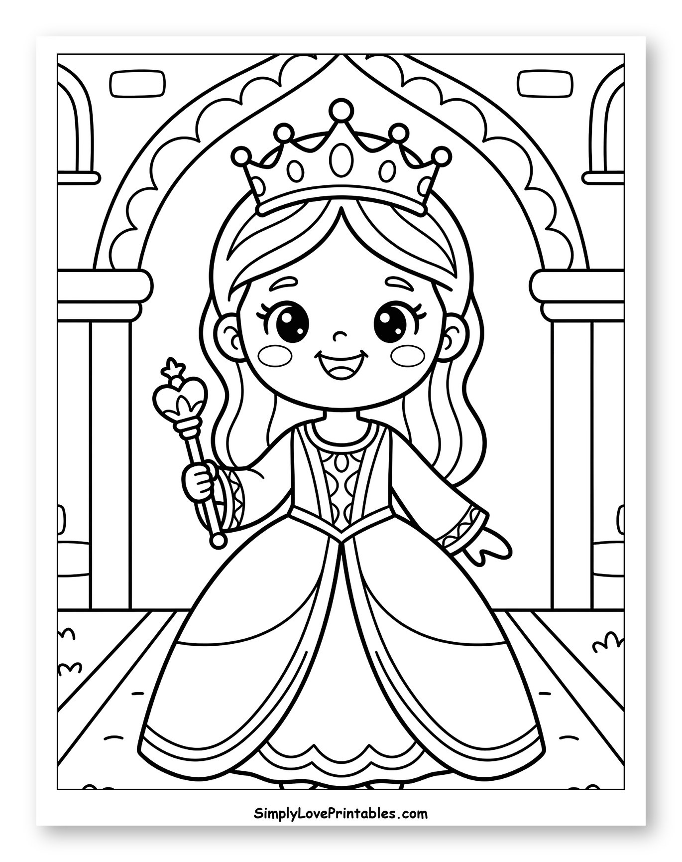 Happy Young Queen Esther Coloring Page for Kids