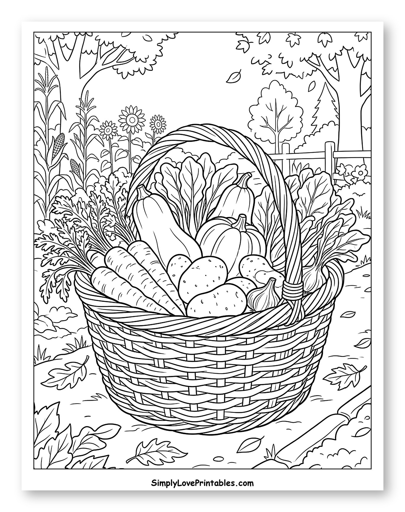 Harvest Basket Full of Autumn Vegetables