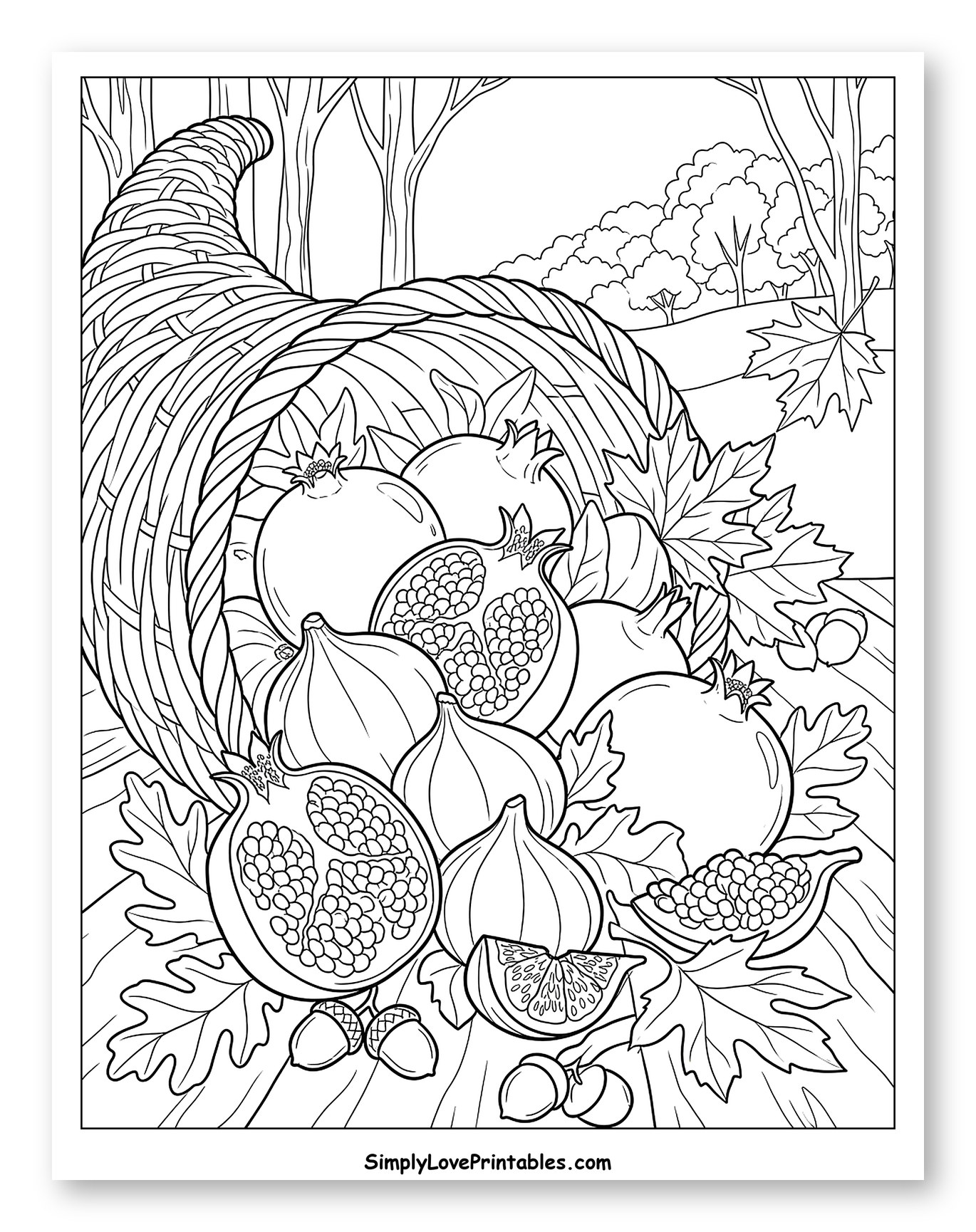 Harvest Cornucopia with Pomegranates, Figs, and Nuts