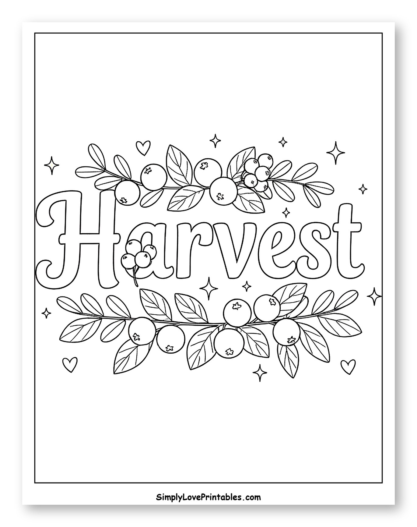 Harvest Text with Cranberries and Leaves