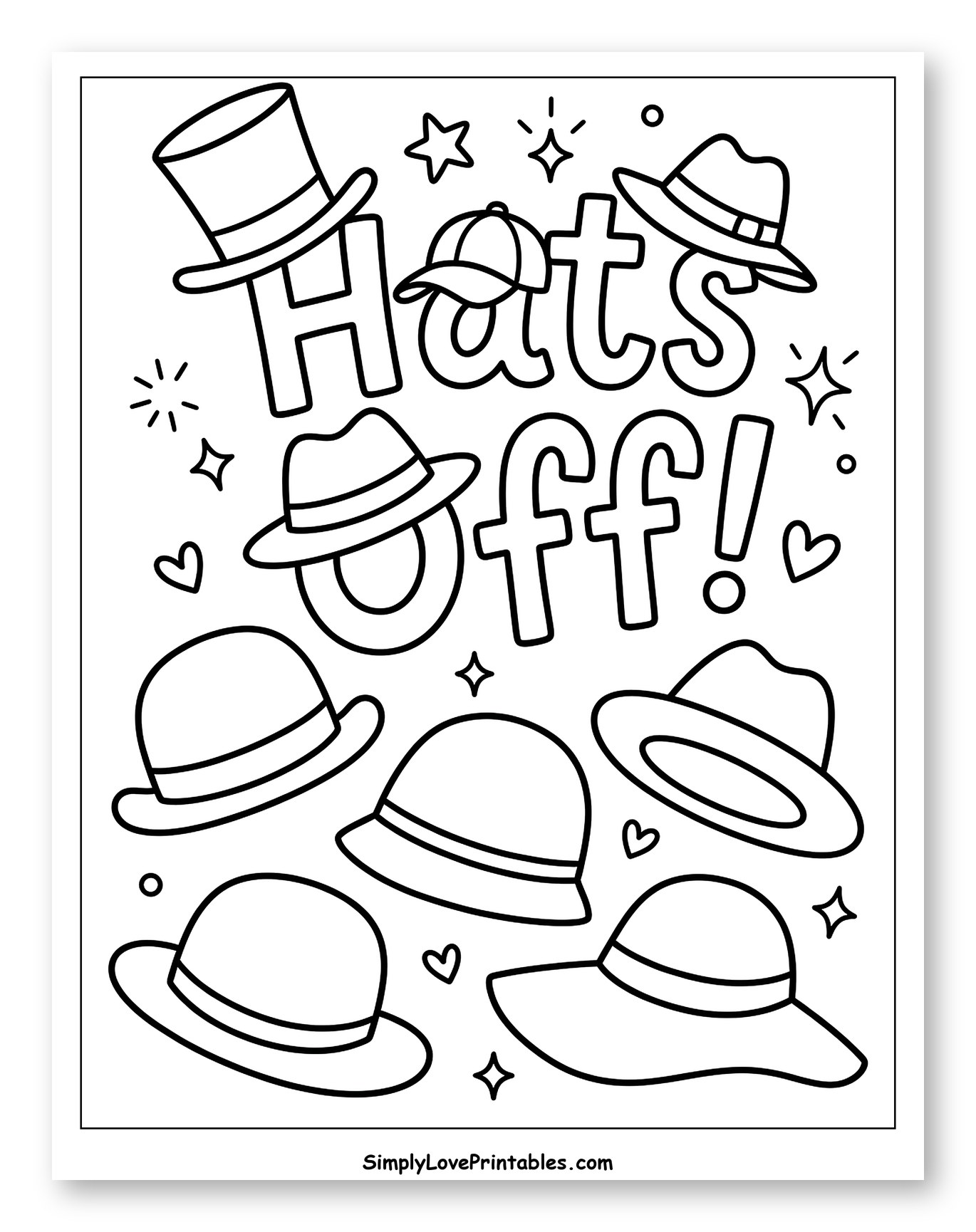 Hats Off Phrase with Assorted Hats