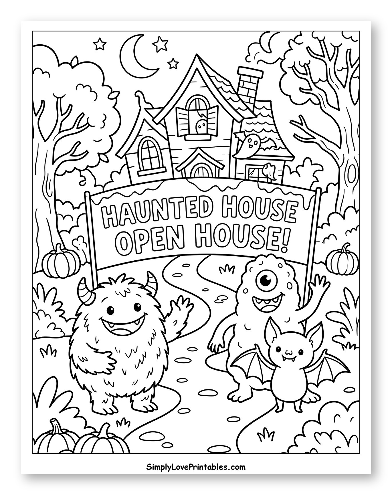 Haunted House Open House with Cute Monsters