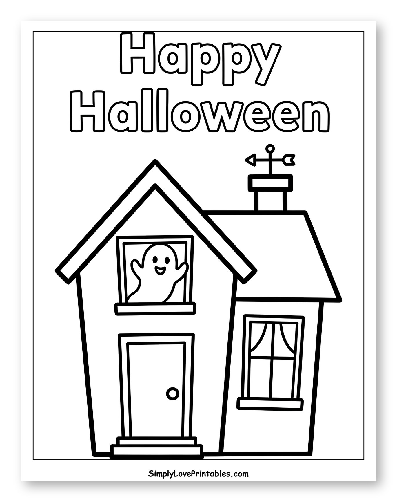 Haunted House with Happy Halloween Text